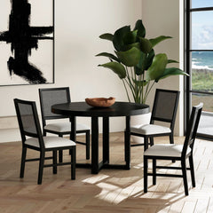 Bahama Breeze Dining Chair with White Fabric in Black (2 Per Carton) – SKU D-16730-8-SC | Elements