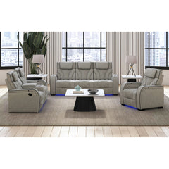 Blitz Motion Recliner with LED in Simba Taupe and Black Welt – SKU U-19190-11107-105 | Elements