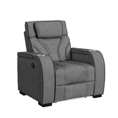 Blitz Motion Recliner with LED in Simba Slate and Black Welt