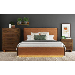 Brisbane Nightstand with USBC and LED in Brown
