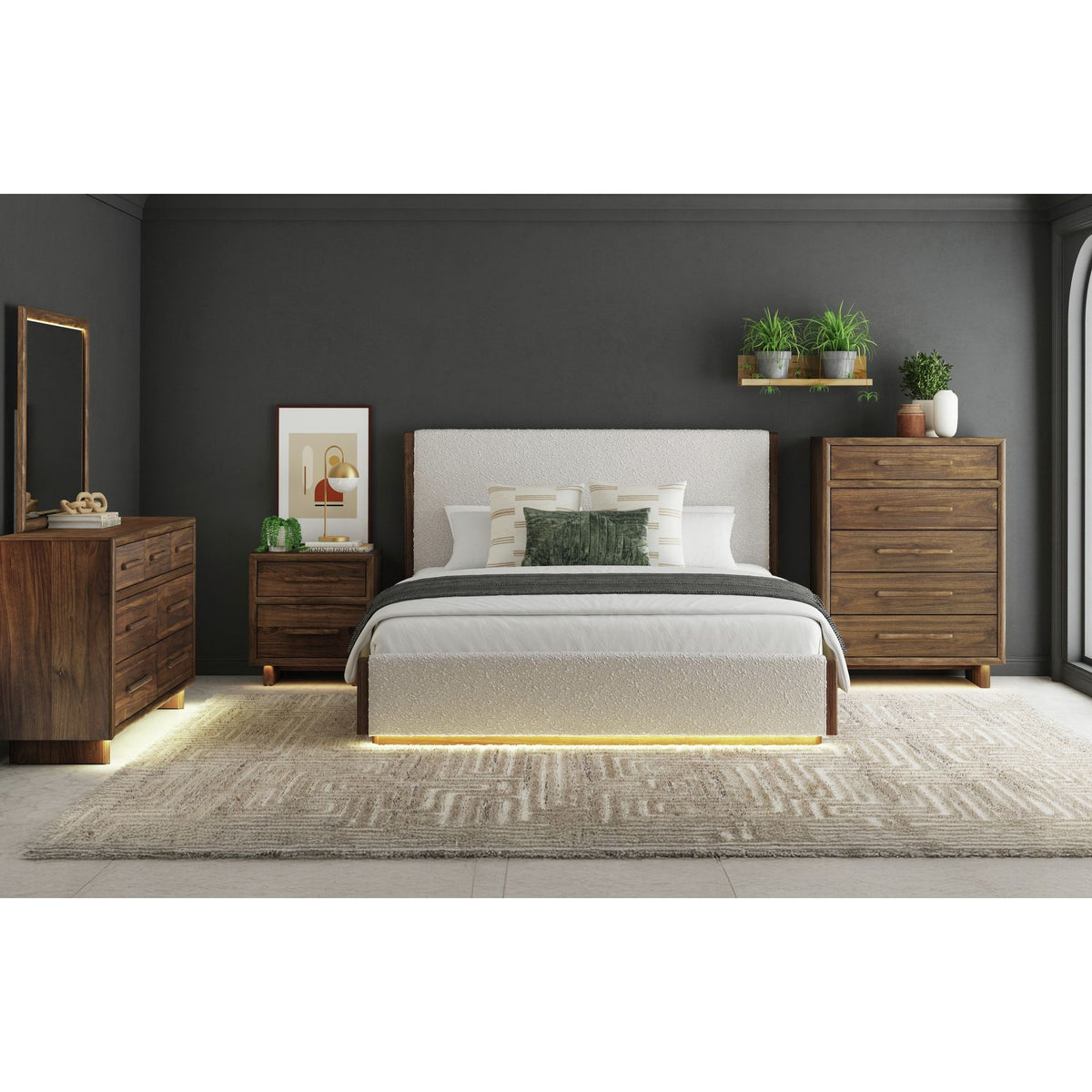 Brisbane Nightstand with USBC and LED in Brown – SKU B-16760-5-NS | Elements