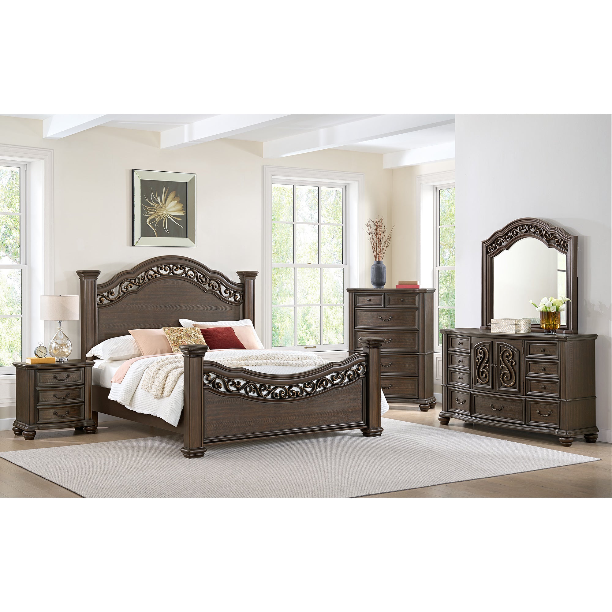 Brunswick 2-Drawer Nightstand with USB in Mahogany – SKU B-13070-5-NS | Elements