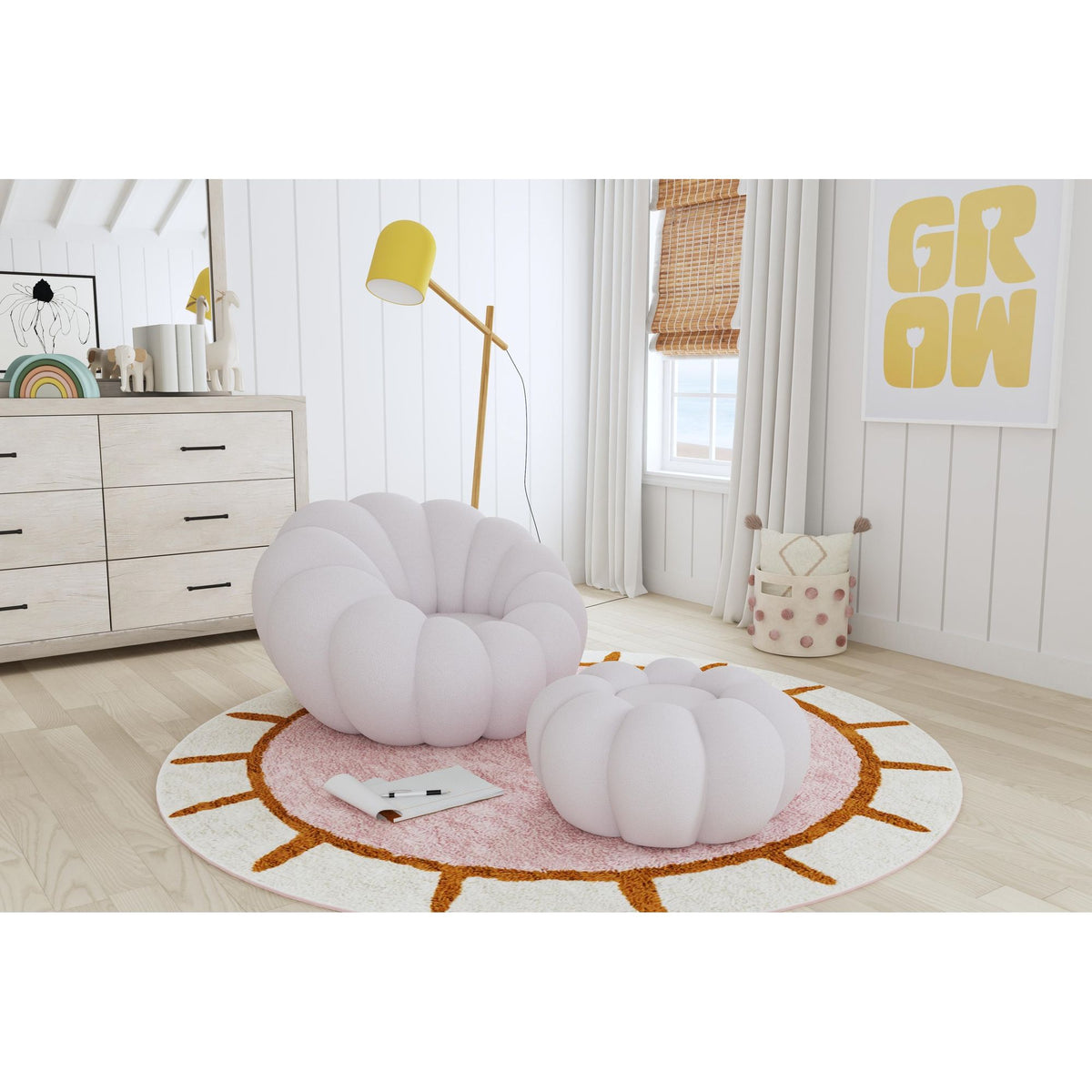 Bubble Swivel Chair and Ottoman in Grey – SKU Y-13930-3-CHOT | Elements