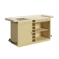 Cambrie Bar Table in Off-White and Natural with LED