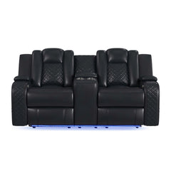 Carlo Power Motion Loveseat with Power Headrest, Console and LED in Pebble Black