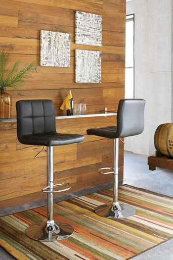 Tampa Furniture Outlet Lutz - Ashley Furniture - Bellatier Dining Room - Adjustable Height Bar Stool (Set of 2) / Black/Chrome Finish - D120-130X2