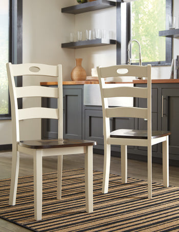 Tampa Furniture Outlet Lutz - Ashley Furniture - Woodanville Dining Room - Dining Chair (Set of 2) / Cream/Brown - D335-01X2