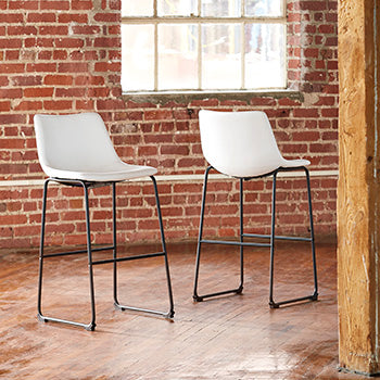 Tampa Furniture Outlet Lutz - Ashley Furniture - Centiar Dining Room - Pub Height Bar Stool (Set of 2) / White - D372-730X2