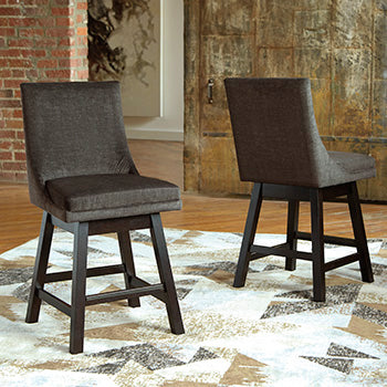 Tampa Furniture Outlet Lutz - Ashley Furniture - Tallenger Dining Room - Counter Height Bar Stool (Set of 2) / Dark Gray - D380-624X2