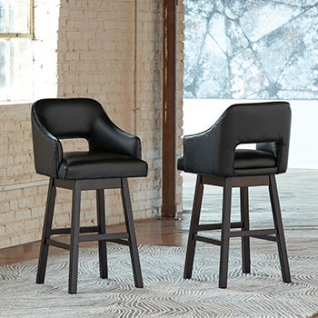 Tampa Furniture Outlet Lutz - Ashley Furniture - Tallenger Dining Room - Bar Height Bar Stool (Set of 2) / Black/Dark Brown - D380-930X2