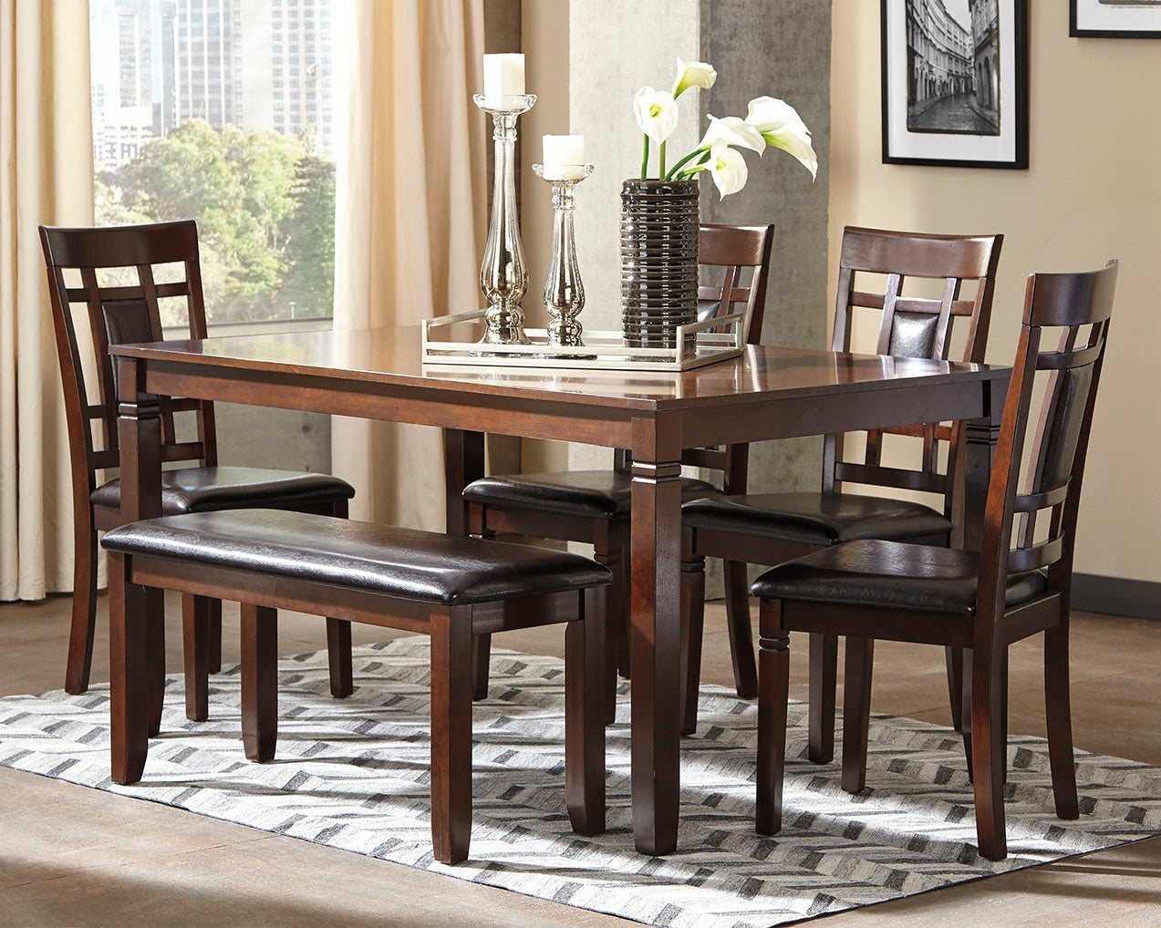 Tampa Furniture Outlet Lutz - Ashley Furniture - Bennox Dining Room - Dining Room Table Set (6/CN) / Brown - D384-325