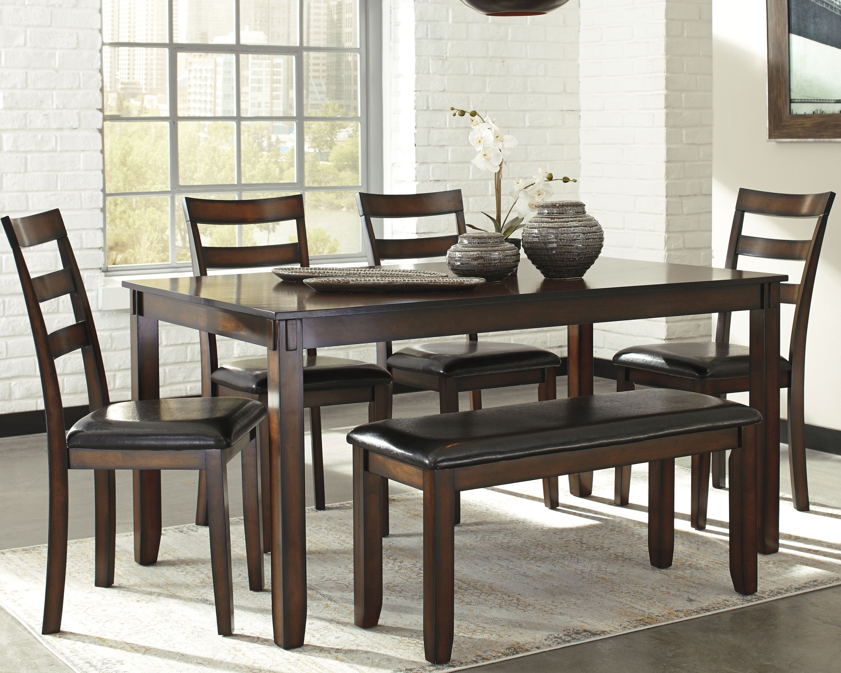 Tampa Furniture Outlet Lutz - Ashley Furniture - Coviar Dining Room - Dining Room Table Set (6/CN) / Brown - D385-325