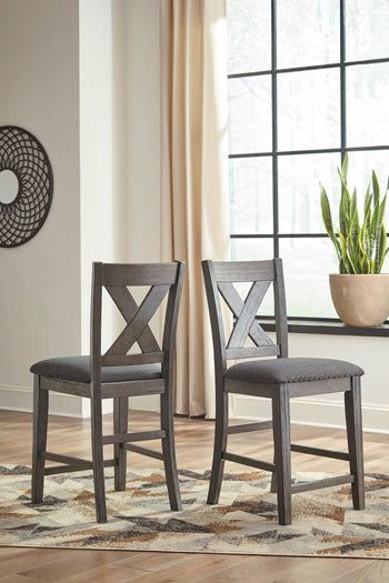 Tampa Furniture Outlet Lutz - Ashley Furniture - Caitbrook Dining Room - Counter Height Upholstered Bar Stool (Set of 2) / Gray - D388-124X2