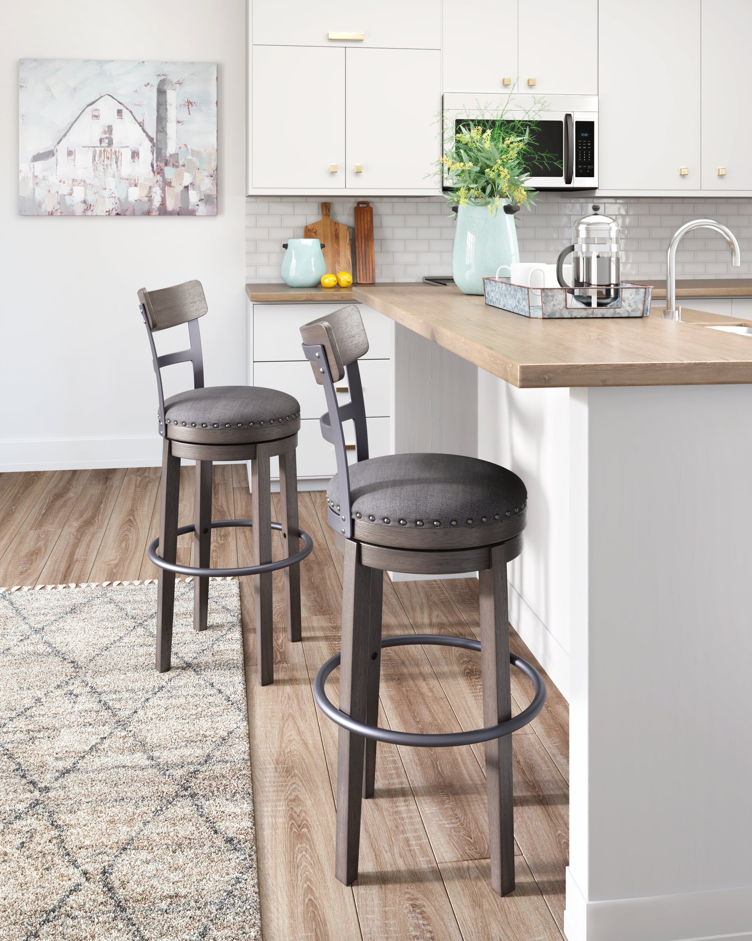 Tampa Furniture Outlet Lutz - Ashley Furniture - Caitbrook Dining Room - Tall UPH Swivel Barstool(1/CN) / Gray - D388-230