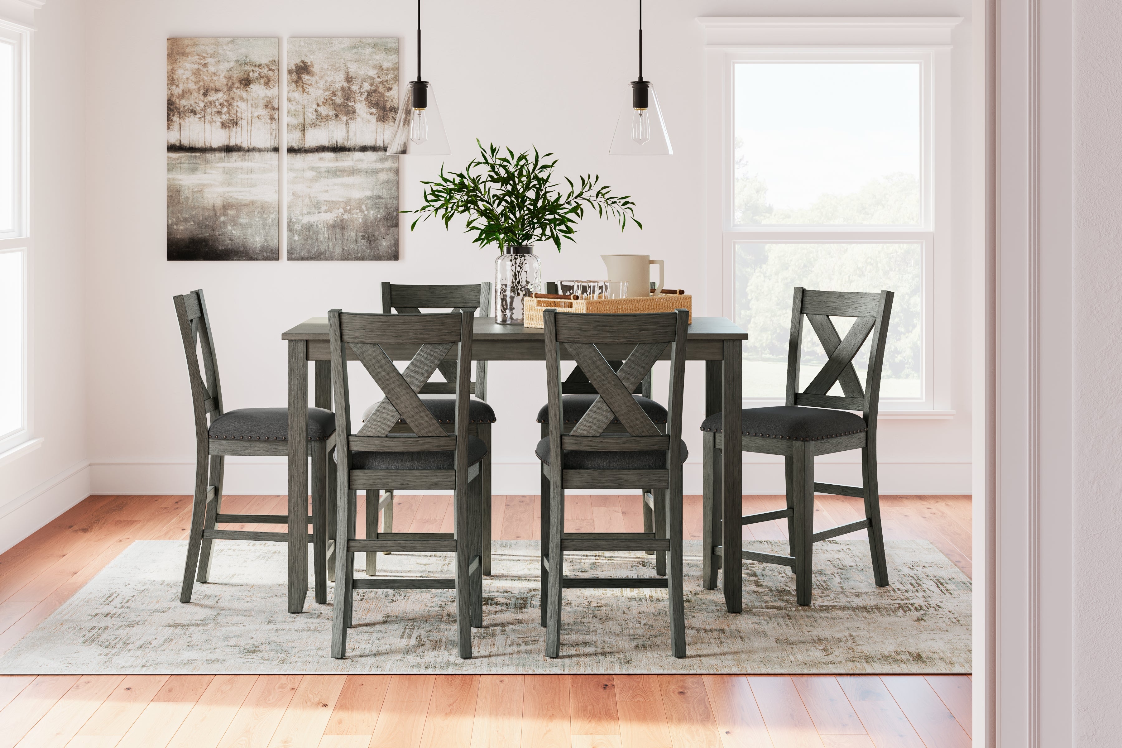 Tampa Furniture Outlet Lutz - Ashley Furniture - Caitbrook Dining Room - RECT DRM Counter TBL Set(7/CN) / Gray - D388-423