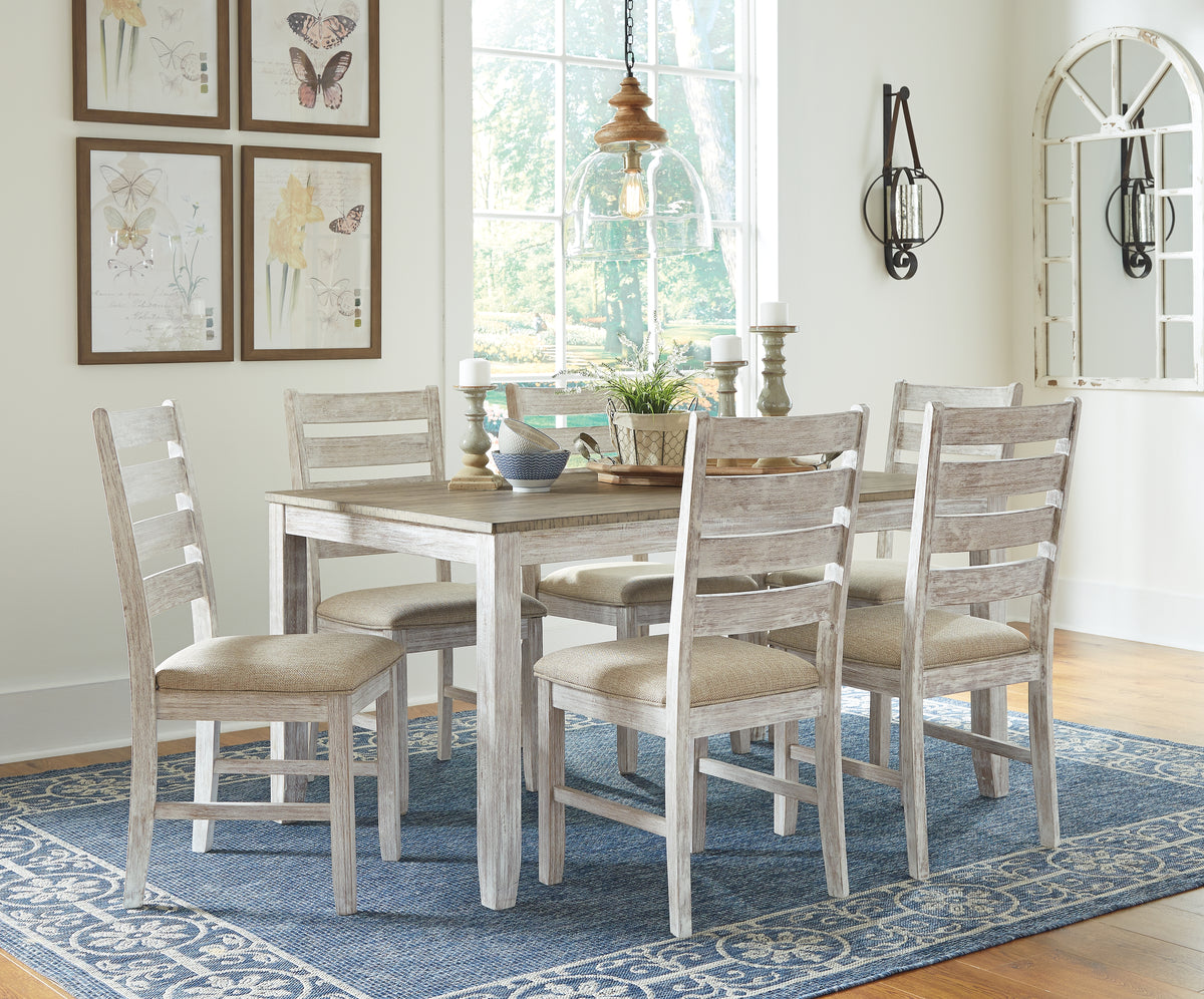 Tampa Furniture Outlet Lutz - Ashley Furniture - Skempton Dining Room - Dining Room Table Set (7/CN) / White/Light Brown - D394-425