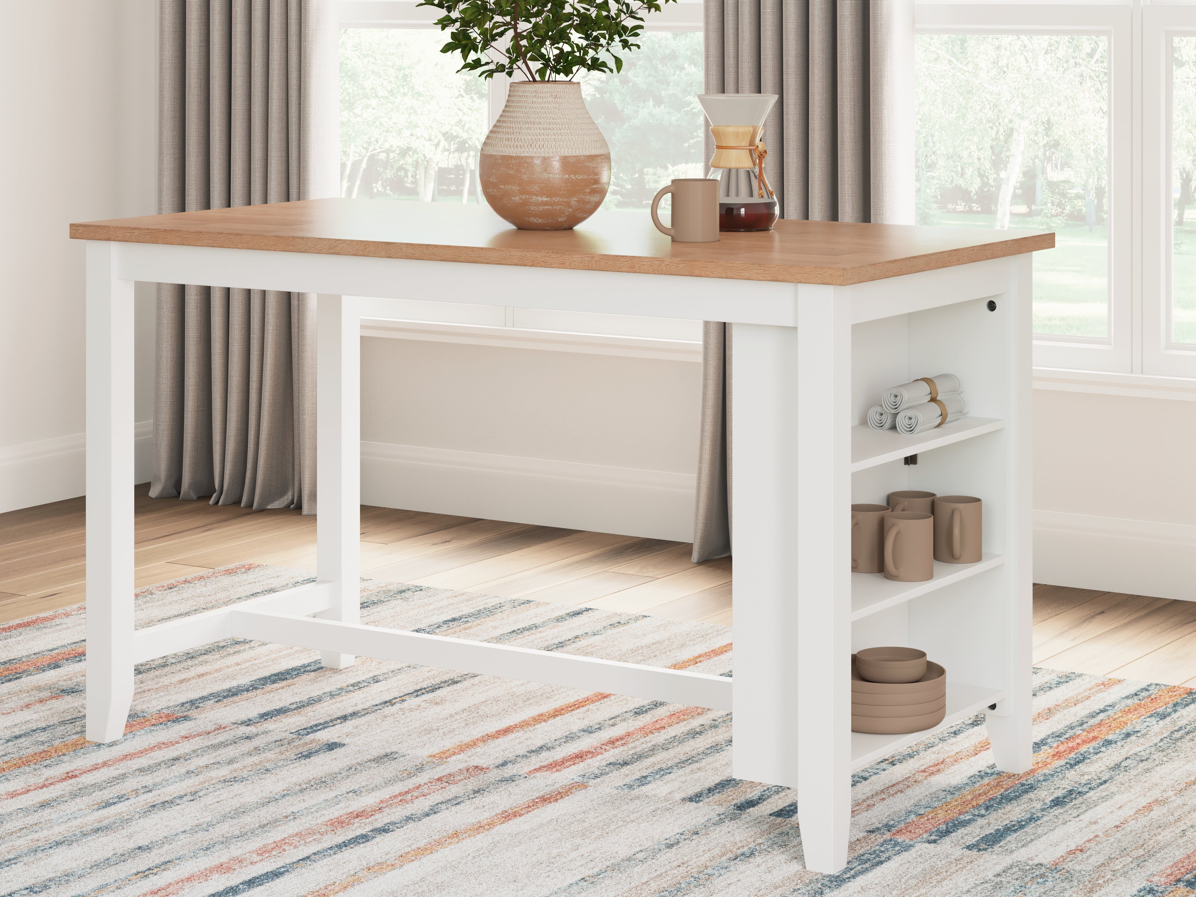 Tampa Furniture Outlet Lutz - Ashley Furniture - Gesthaven Dining Room - RECT Dining Room Counter Table / Natural/White - D398-13