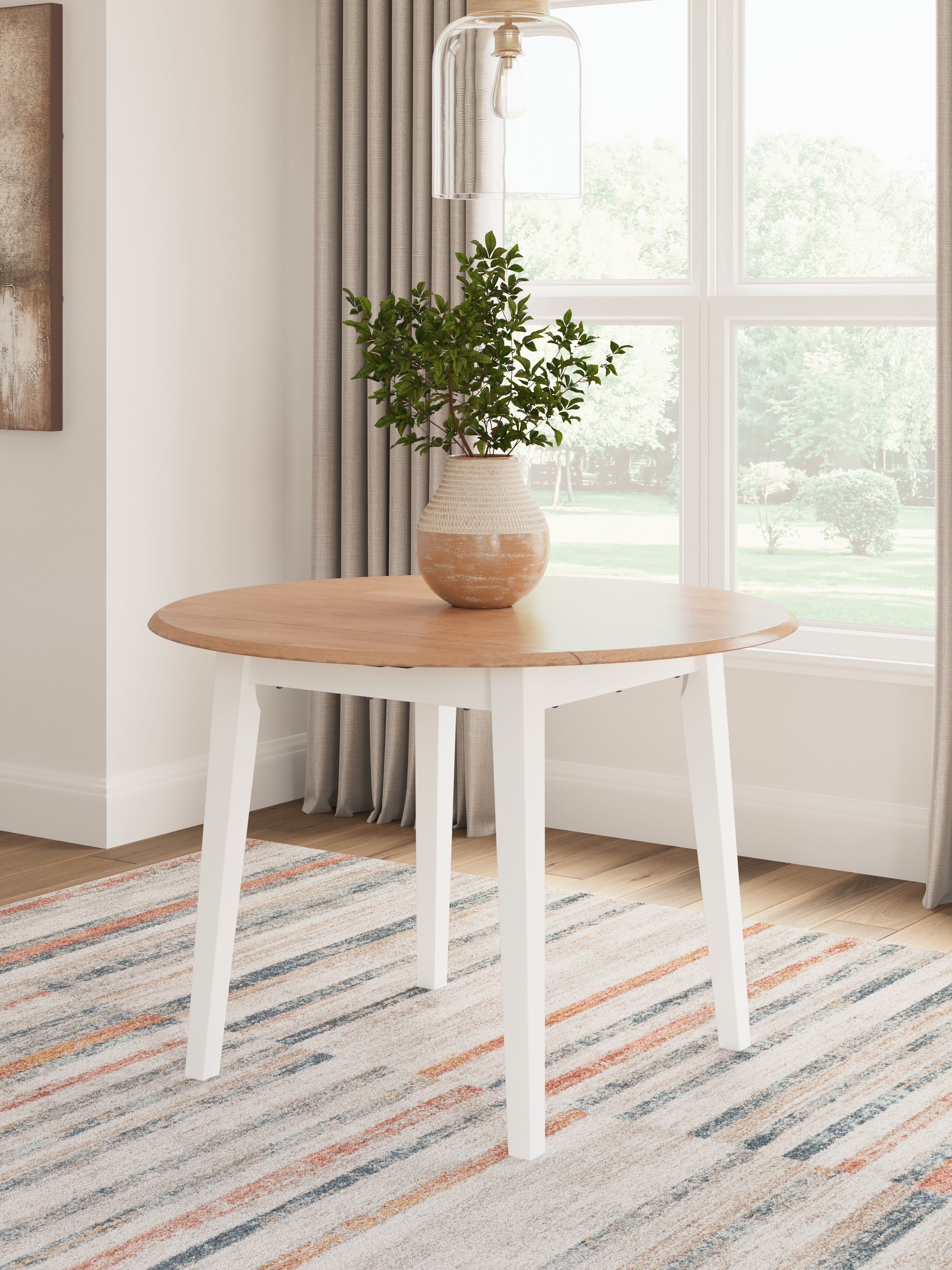 Tampa Furniture Outlet Lutz - Ashley Furniture - Gesthaven Dining Room - Round DRM Drop Leaf Table / Natural/White - D398-15
