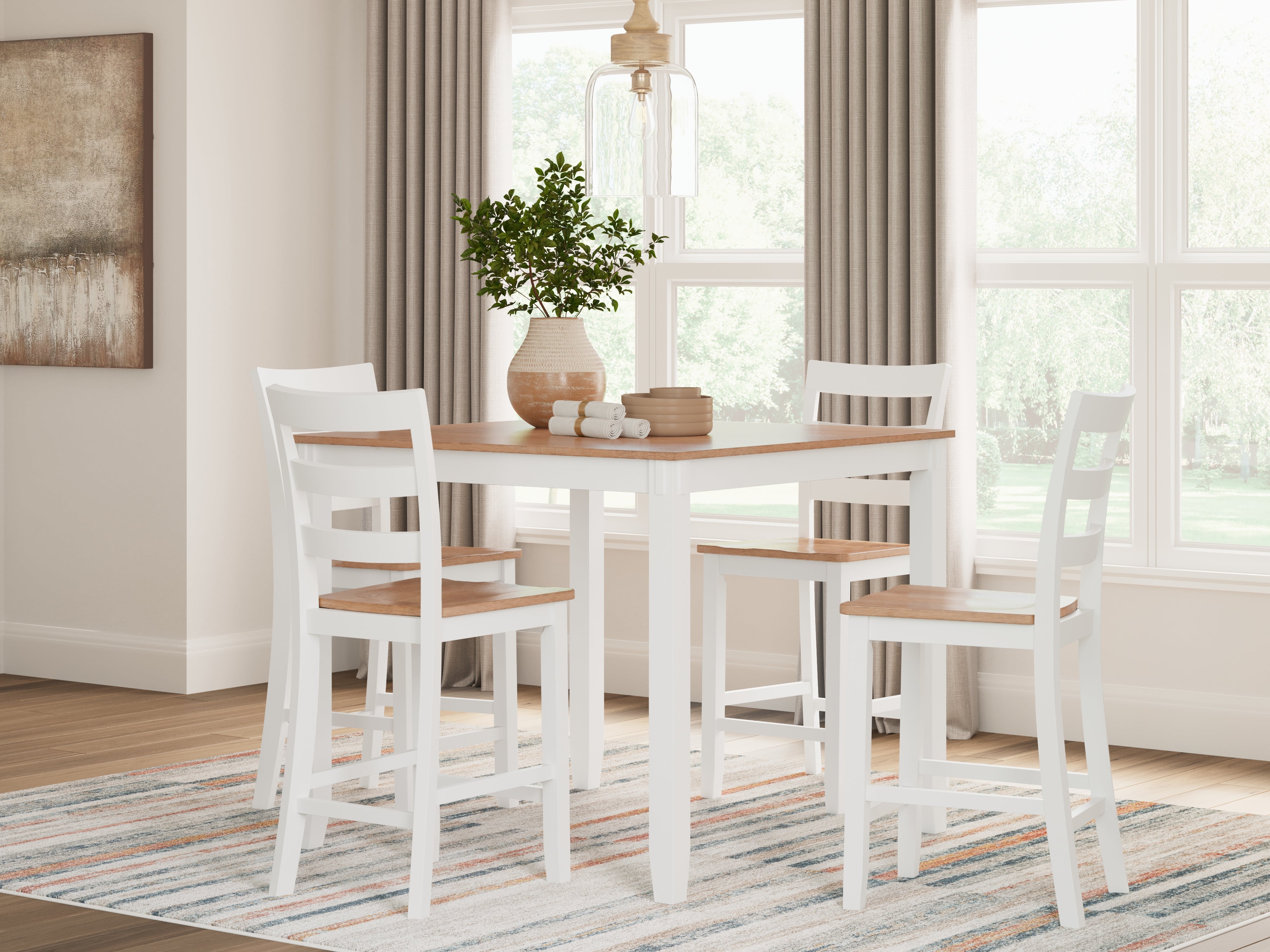 Tampa Furniture Outlet Lutz - Ashley Furniture - Gesthaven Dining Room - DRM Counter Table Set (5/CN) / Natural/White - D398-223