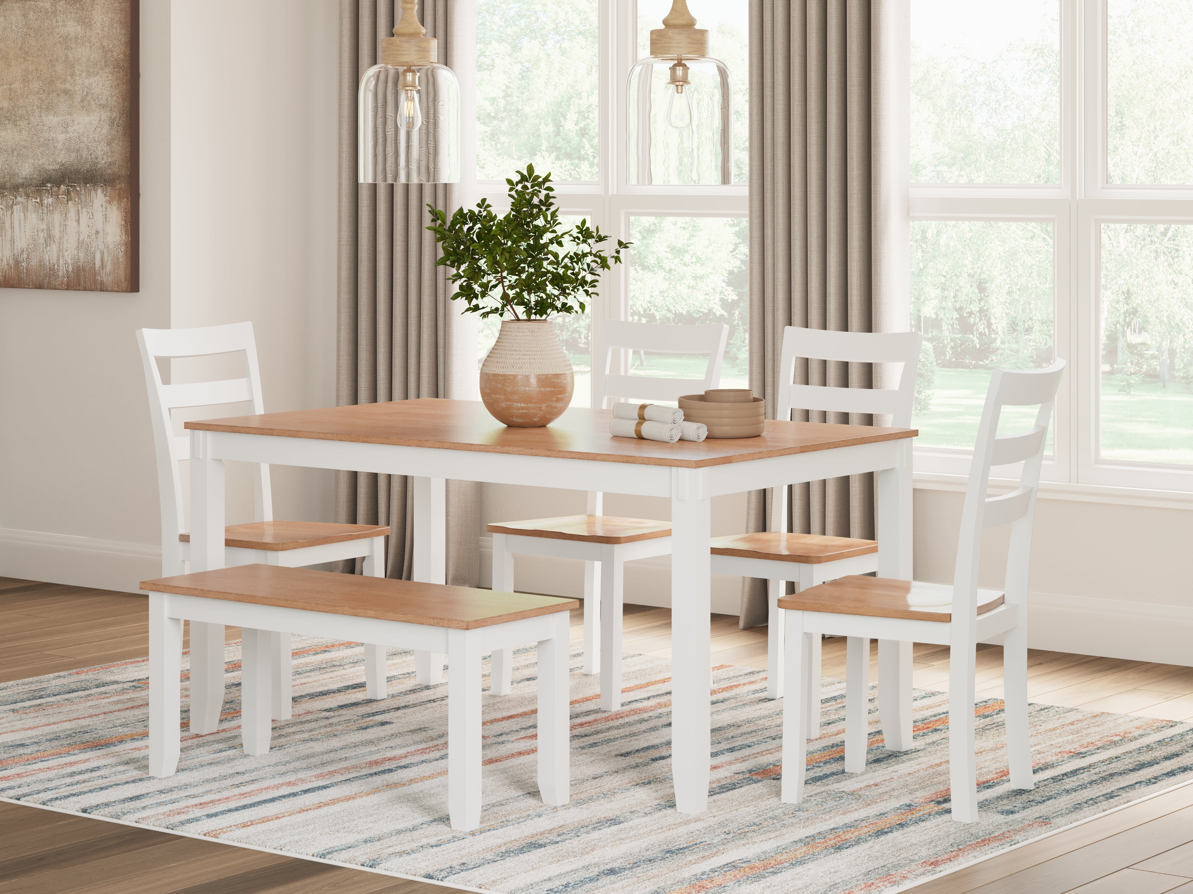 Tampa Furniture Outlet Lutz - Ashley Furniture - Gesthaven Dining Room - Dining Room Table Set (6/CN) / Natural/White - D398-325