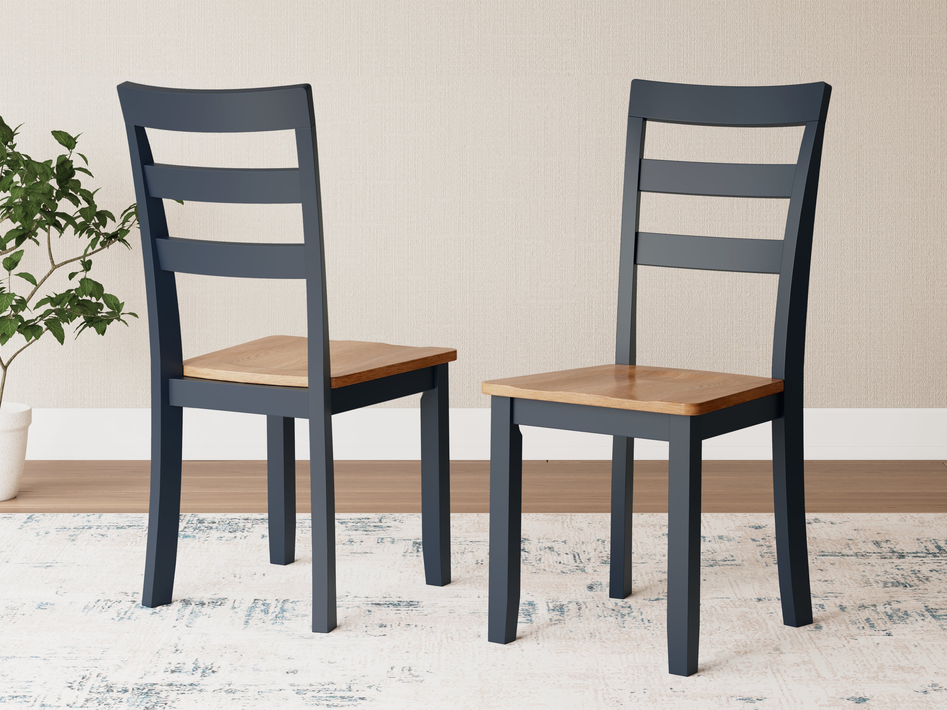 Tampa Furniture Outlet Lutz - Ashley Furniture - Gesthaven Dining Room - Dining Chair (Set of 2) / Natural/Blue - D399-01X2