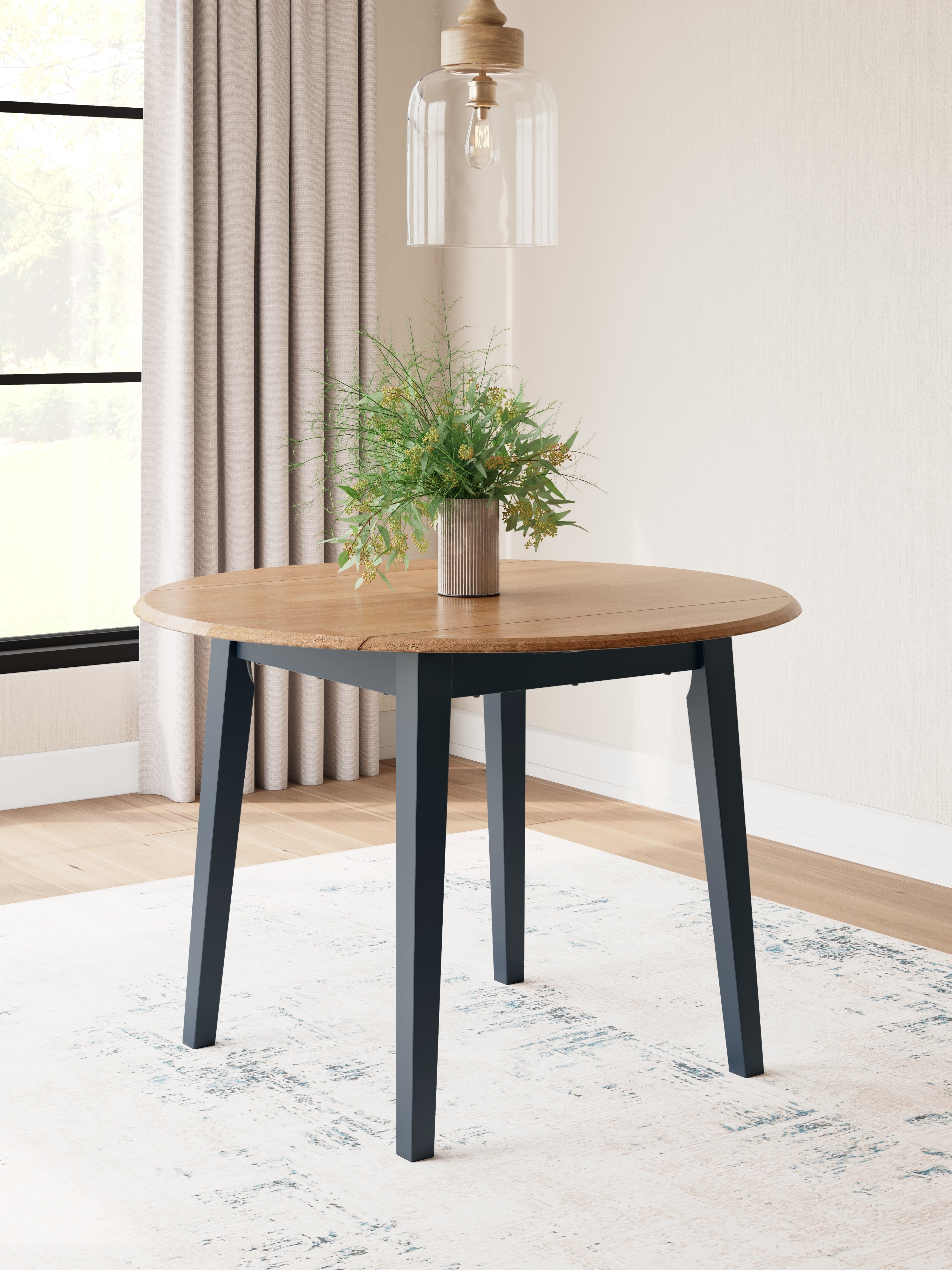 Tampa Furniture Outlet Lutz - Ashley Furniture - Gesthaven Dining Room - Round DRM Drop Leaf Table / Natural/Blue - D399-15