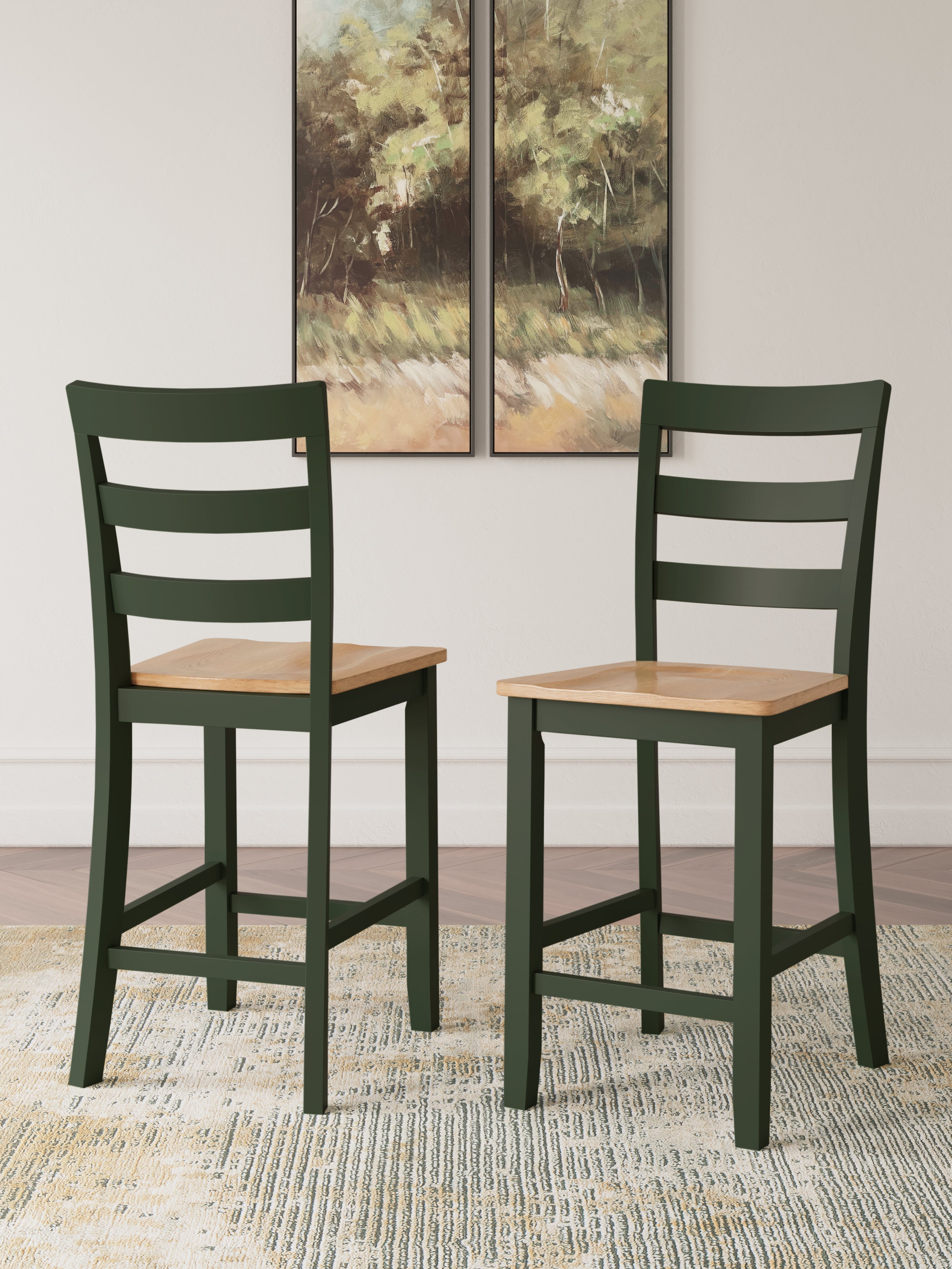 Tampa Furniture Outlet Lutz - Ashley Furniture - Gesthaven Dining Room - Counter Height Barstool (Set of 2) / Natural/Green - D401-124X2