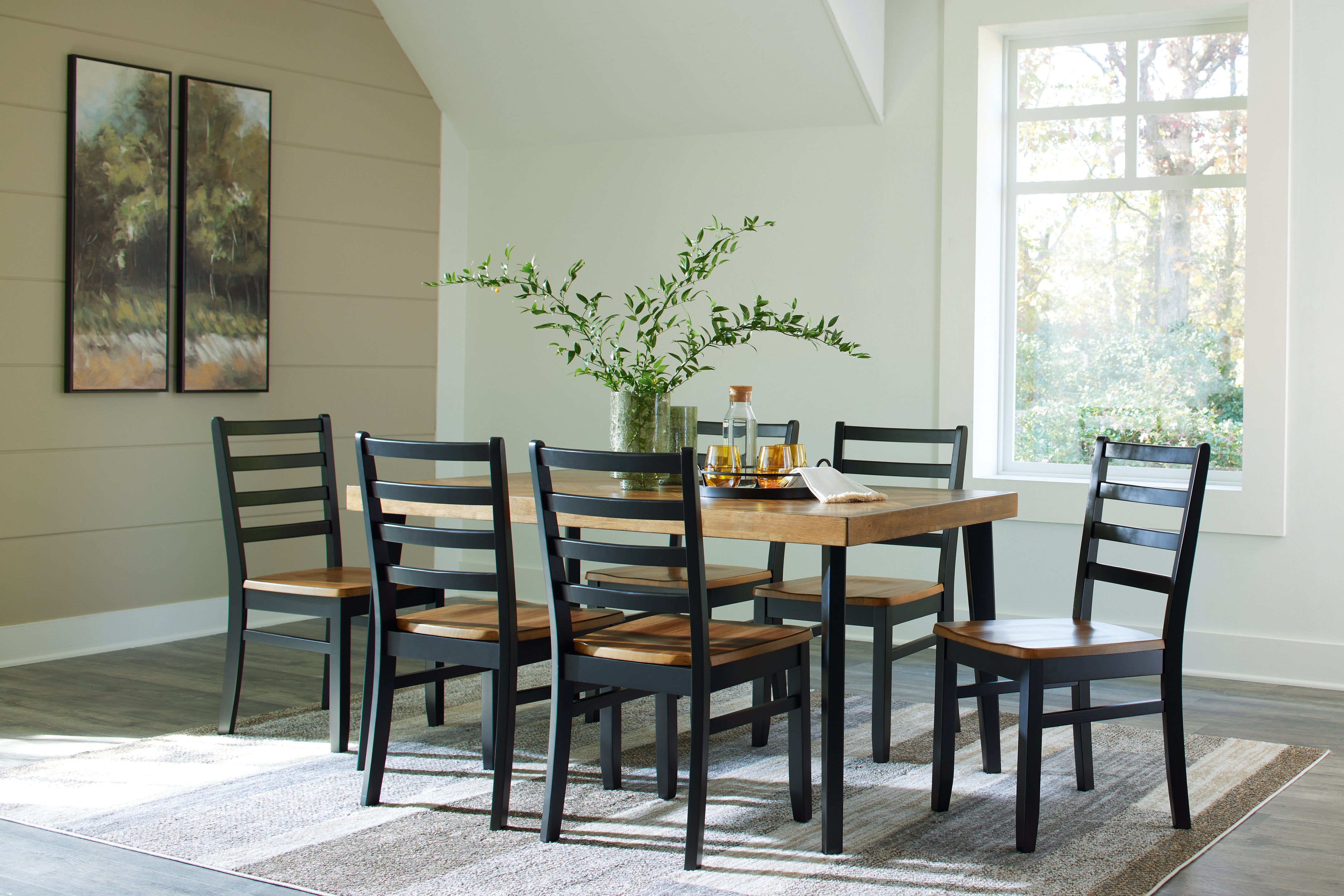 Tampa Furniture Outlet Lutz - Ashley Furniture - Blondon Dining Room - RECT DRM Table Set (7/CN) / Brown/Black - D413-425