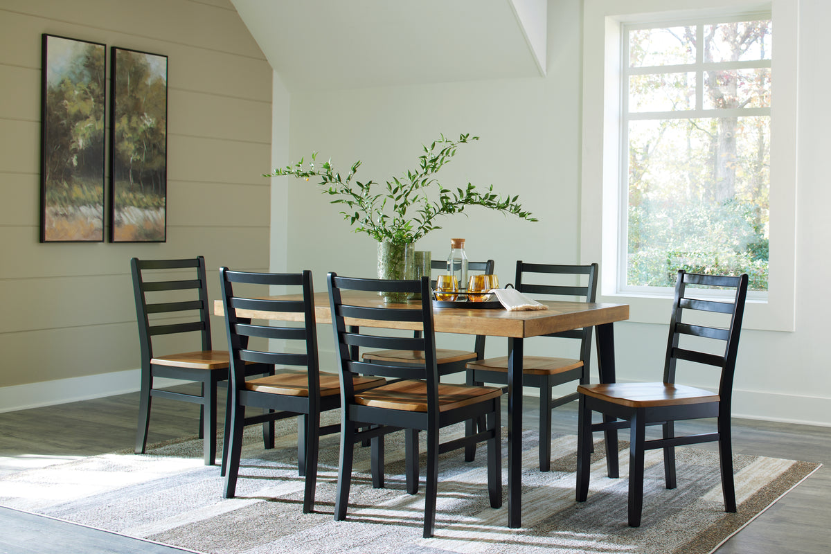 Tampa Furniture Outlet Lutz - Ashley Furniture - Blondon Dining Room - RECT DRM Table Set (7/CN) / Brown/Black - D413-425