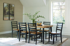 Tampa Furniture Outlet Lutz - Ashley Furniture - Blondon Dining Room - RECT DRM Table Set (7/CN) / Brown/Black - D413-425