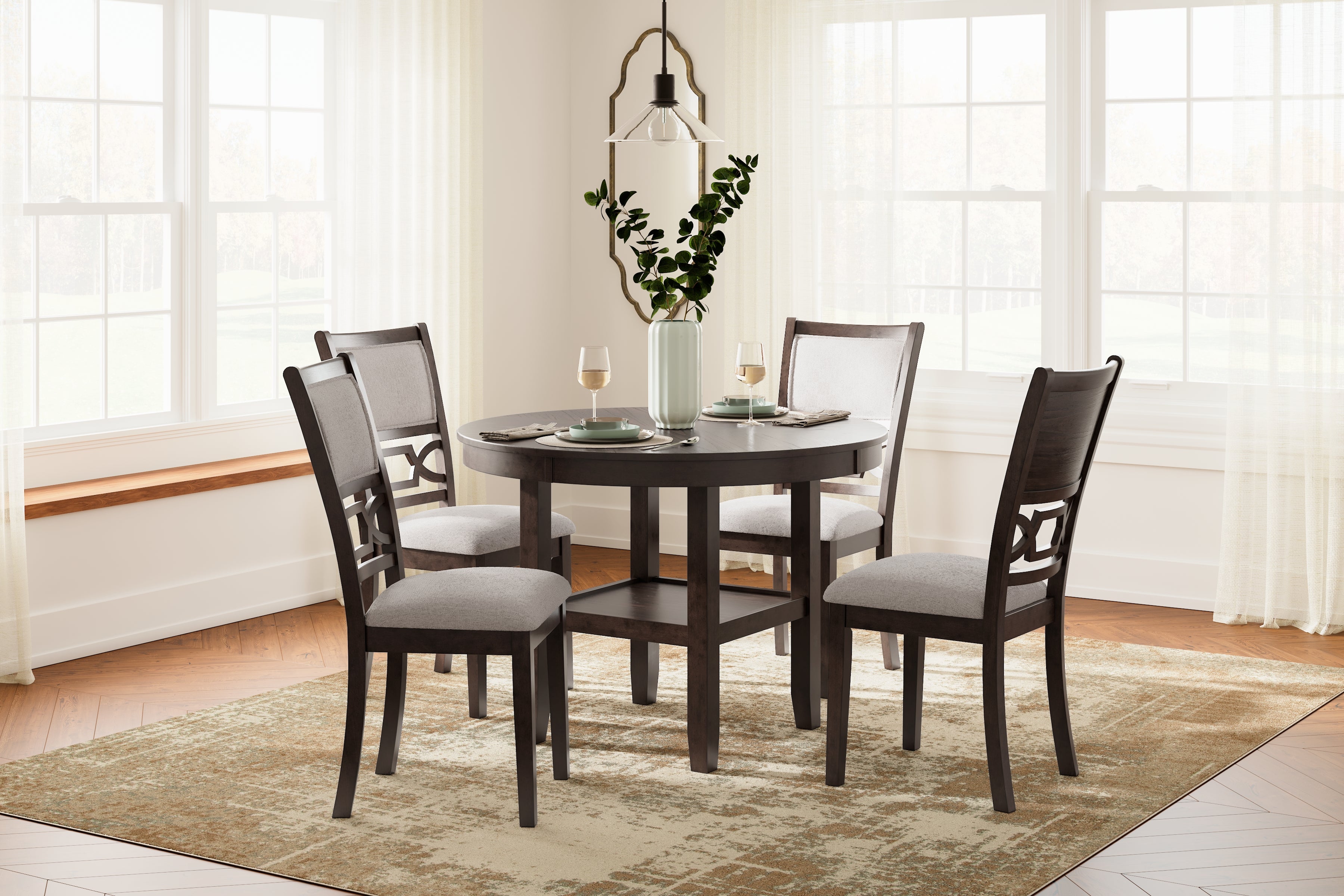 Tampa Furniture Outlet Lutz - Ashley Furniture - Langwest Dining Room - Dining Room Table Set (5/CN) / Brown - D422-225