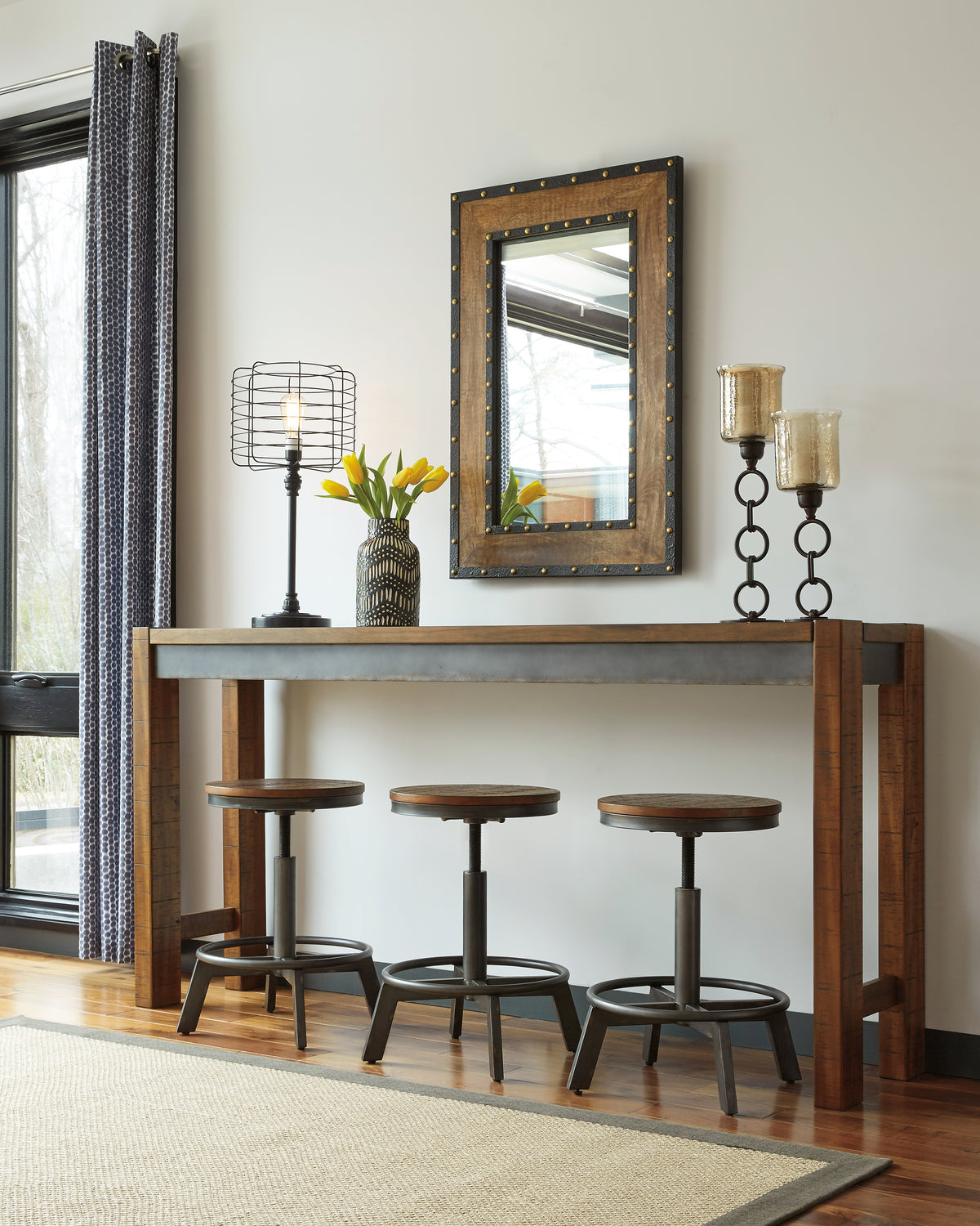 Tampa Furniture Outlet Lutz - Ashley Furniture - Torjin Dining Room - Long Counter Table / Brown/Gray - D440-52