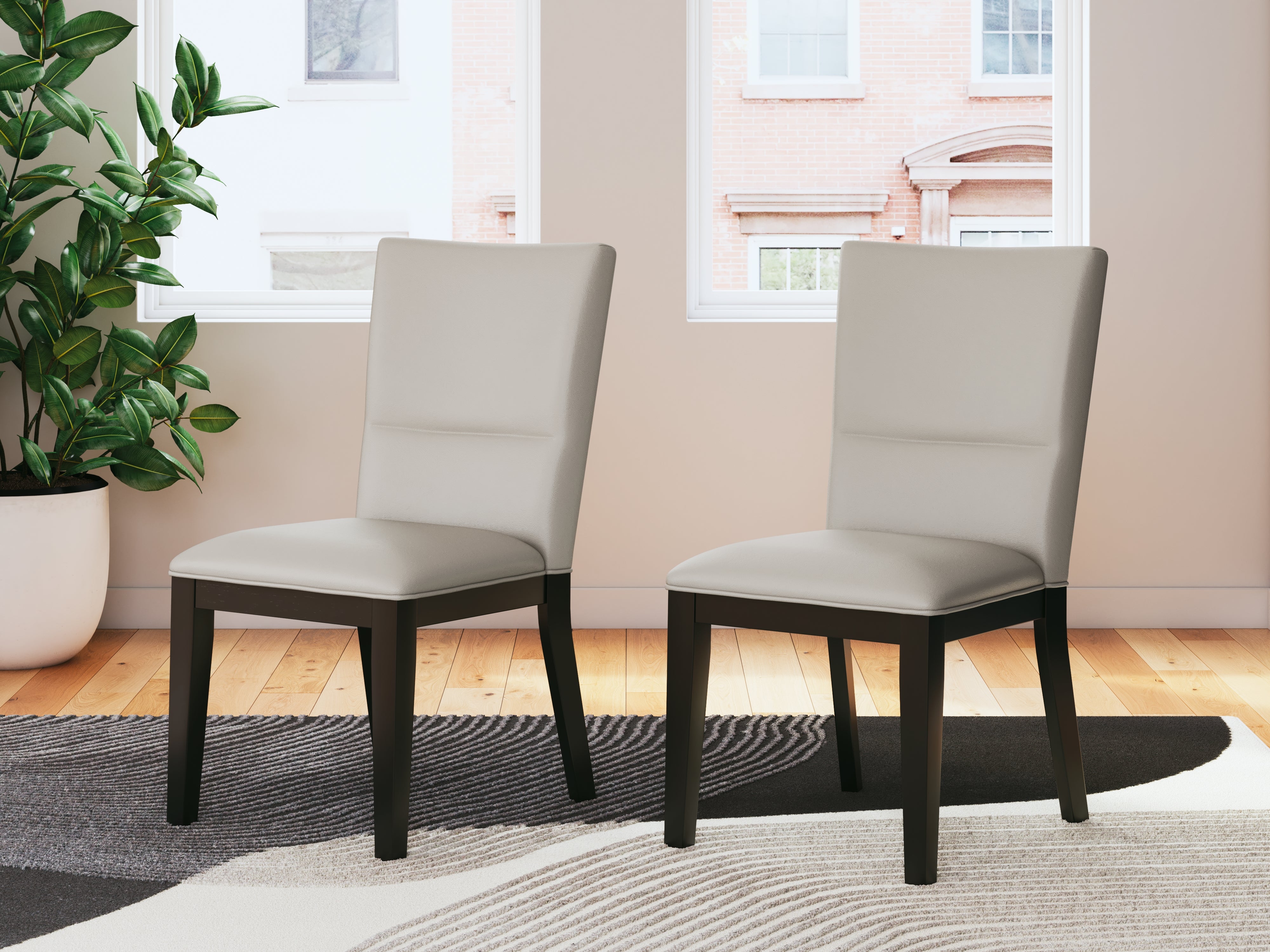 Tampa Furniture Outlet Lutz - Ashley Furniture - Glinari Dining Room - Dining Chair  (Set of 2) / Taupe/Black - D476-01X2