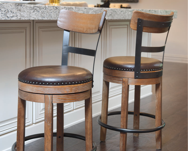 Tampa Furniture Outlet Lutz - Ashley Furniture - Pinnadel Dining Room - Counter Height Bar Stool (Set of 2) / Grayish Brown - D542-124X2