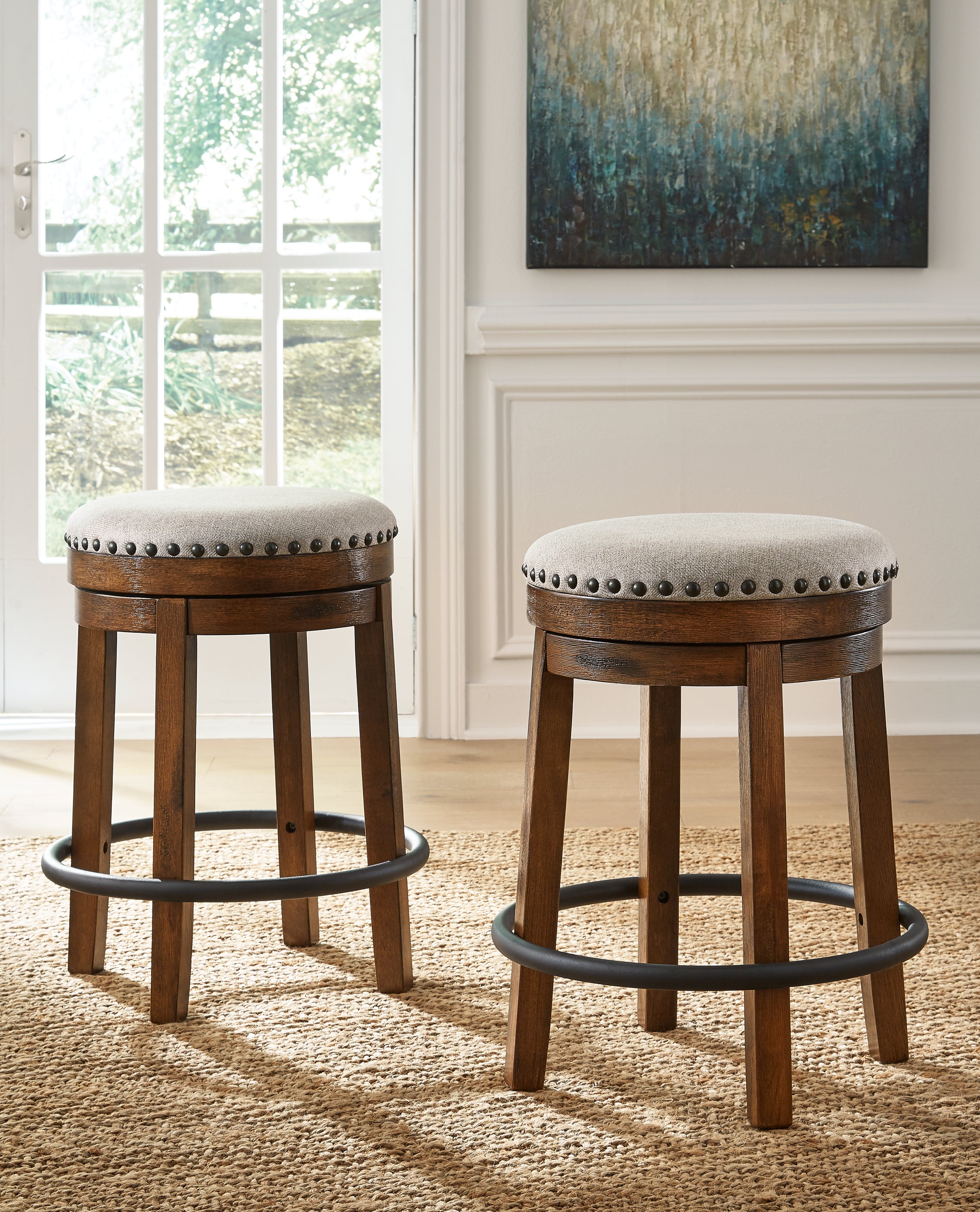 Tampa Furniture Outlet Lutz - Ashley Furniture - Valebeck Dining Room - UPH Swivel Stool (1/CN) / Brown/Black - D546-124