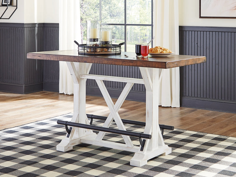 Tampa Furniture Outlet Lutz - Ashley Furniture - Valebeck Dining Room - RECT Dining Room Counter Table / White/Brown - D546-13