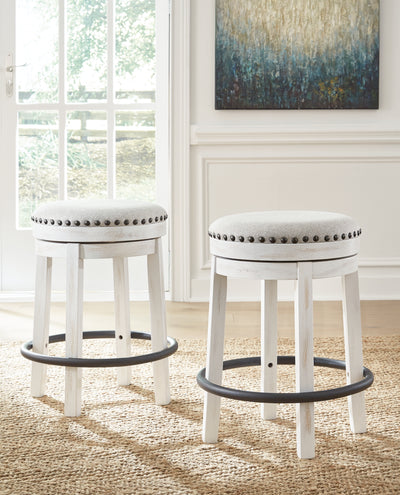 Tampa Furniture Outlet Lutz - Ashley Furniture - Valebeck Dining Room - UPH Swivel Stool (1/CN) / White/Black - D546-324