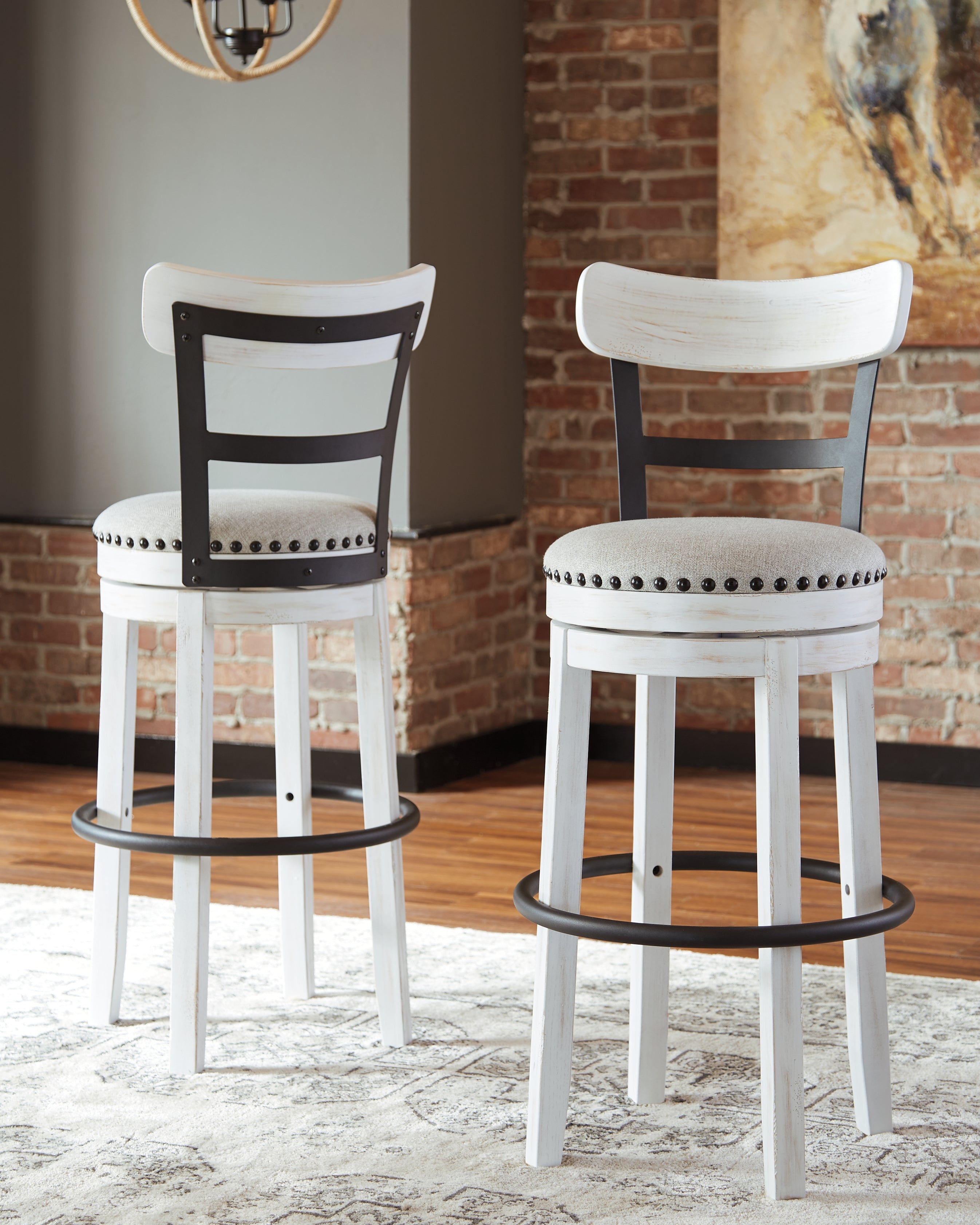 Tampa Furniture Outlet Lutz - Ashley Furniture - Valebeck Dining Room - Tall UPH Swivel Barstool(1/CN) / White - D546-530