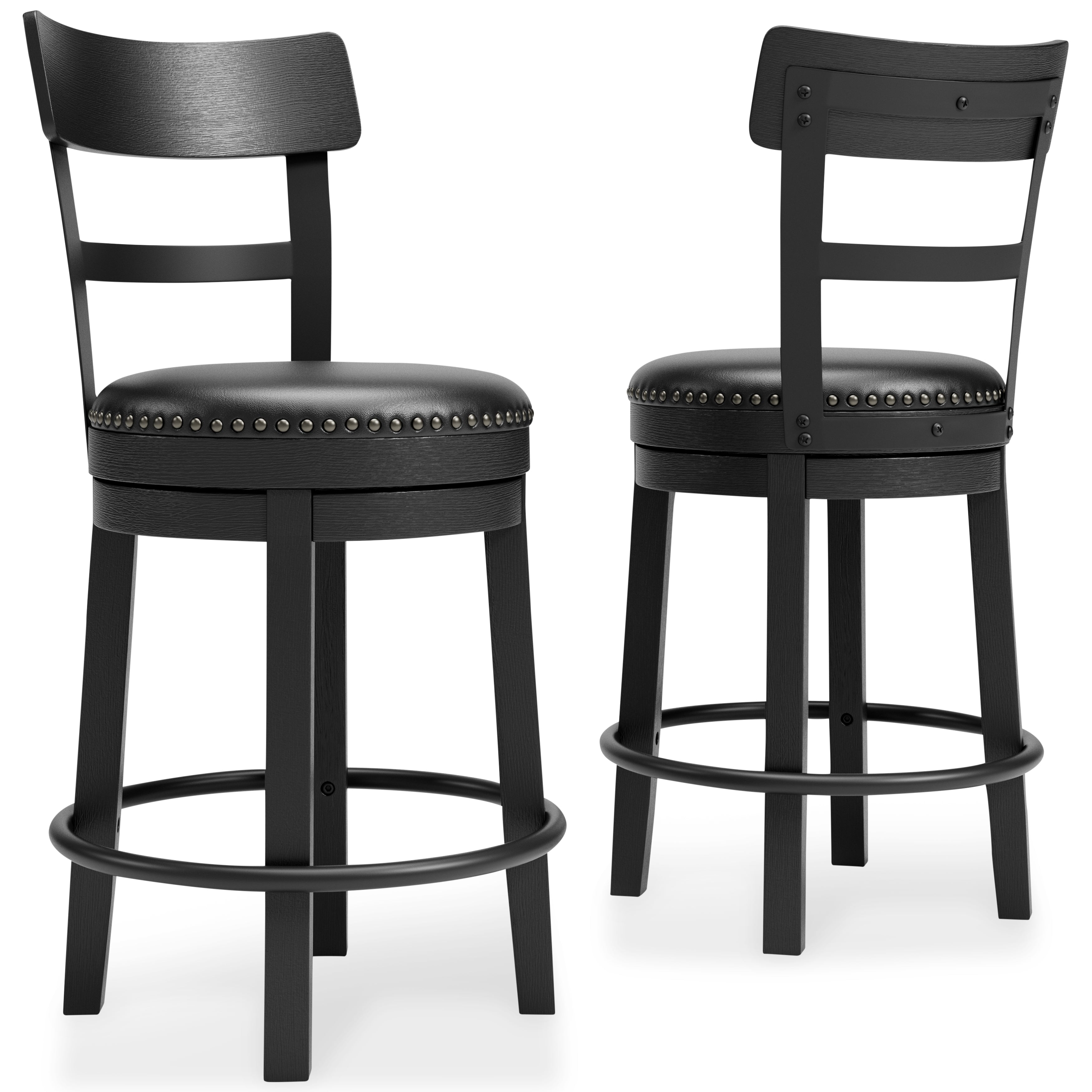 Tampa Furniture Outlet Lutz - Ashley Furniture - Valebeck Dining Room - UPH Swivel Barstool (1/CN) / Black - D546-624