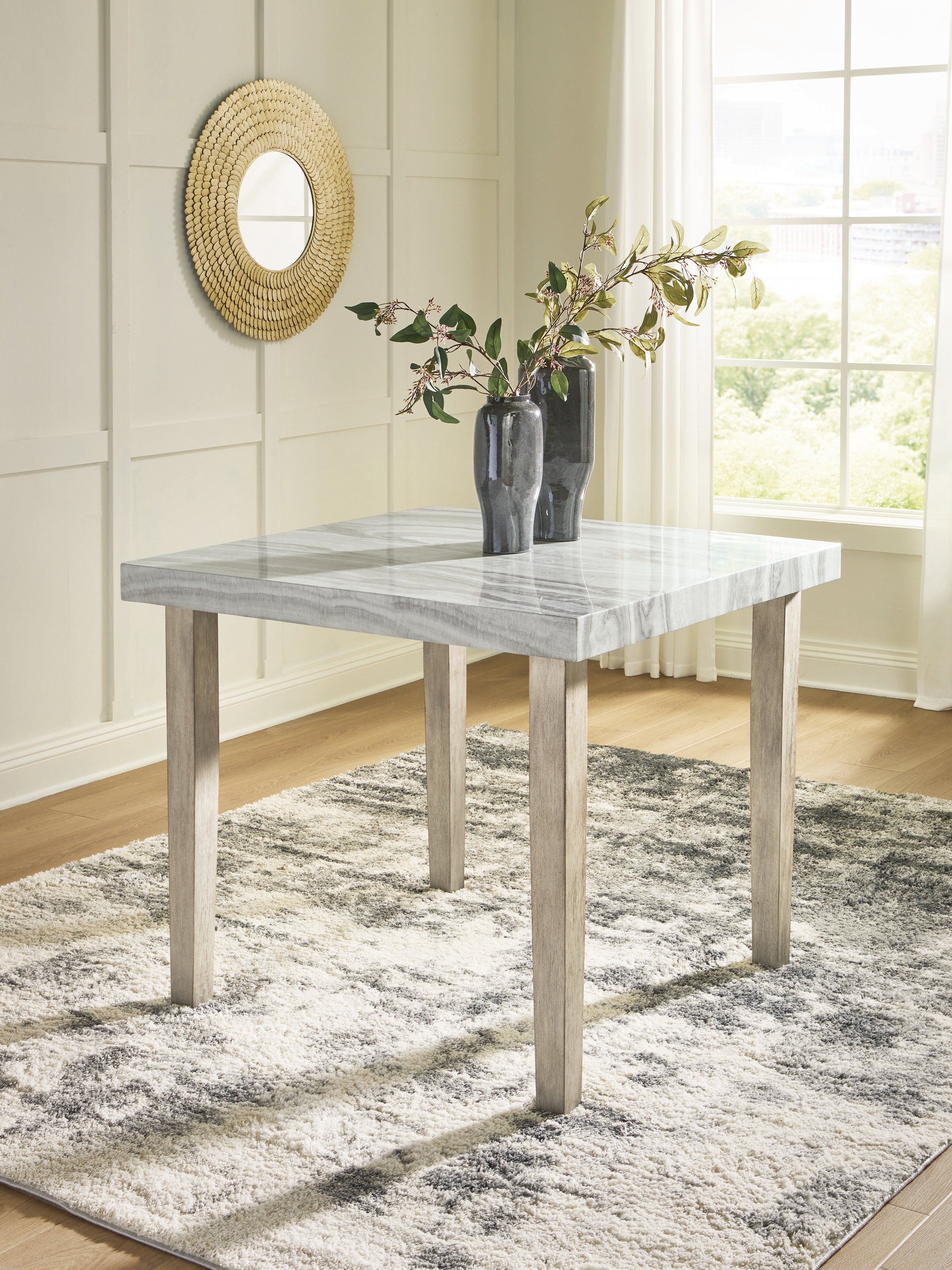 Tampa Furniture Outlet Lutz - Ashley Furniture - Larawyn Dining Room - Square DRM Counter Table / Bisque - PCD575-13