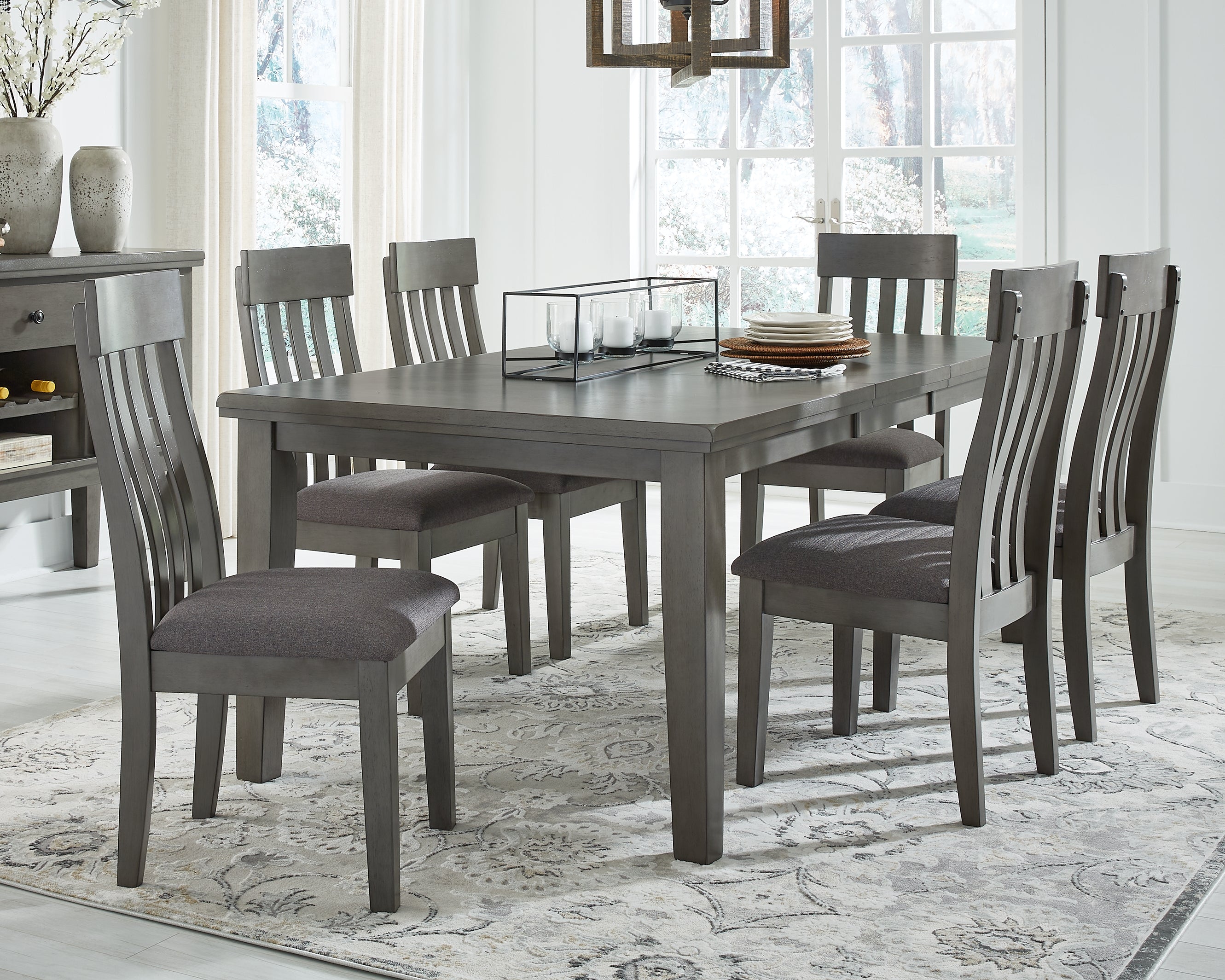 Tampa Furniture Outlet Lutz - Ashley Furniture - Hallanden Dining Room - RECT DRM Butterfly EXT Table / Gray - D589-35