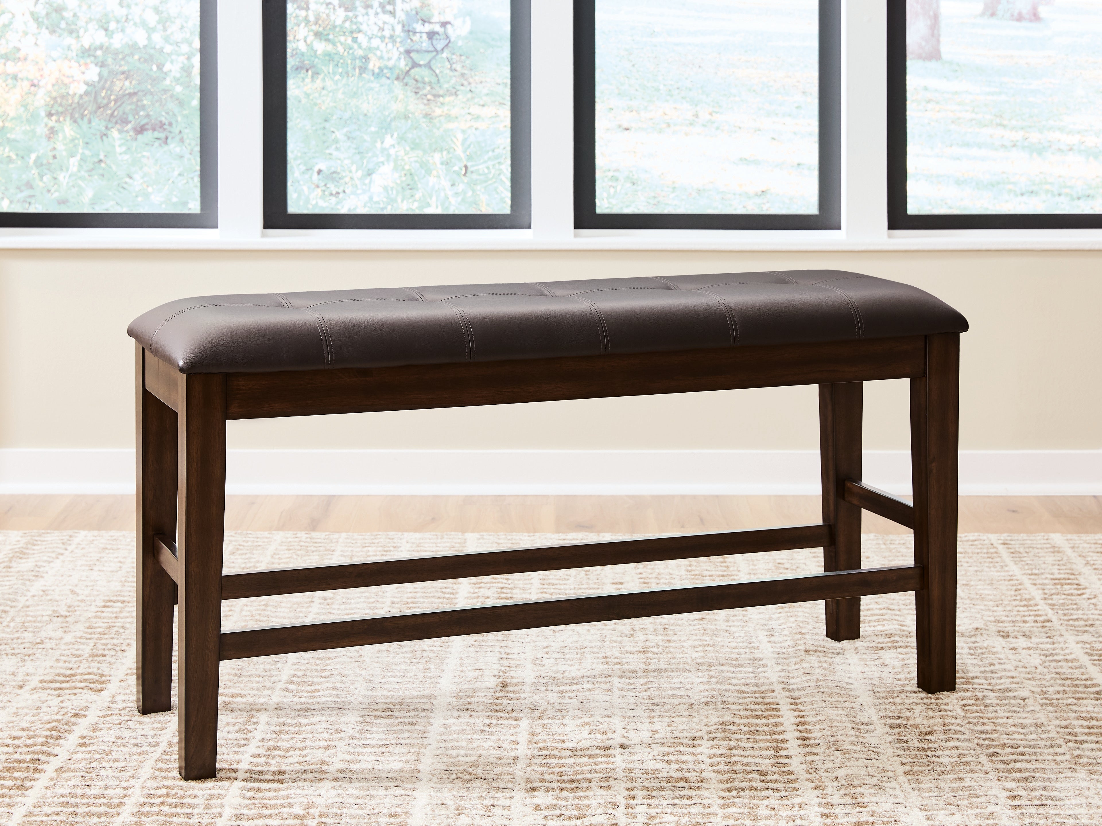 Tampa Furniture Outlet Lutz - Ashley Furniture - Haddigan Dining Room - DBL Counter UPH Bench (1/CN) / Dark Brown - D596-09