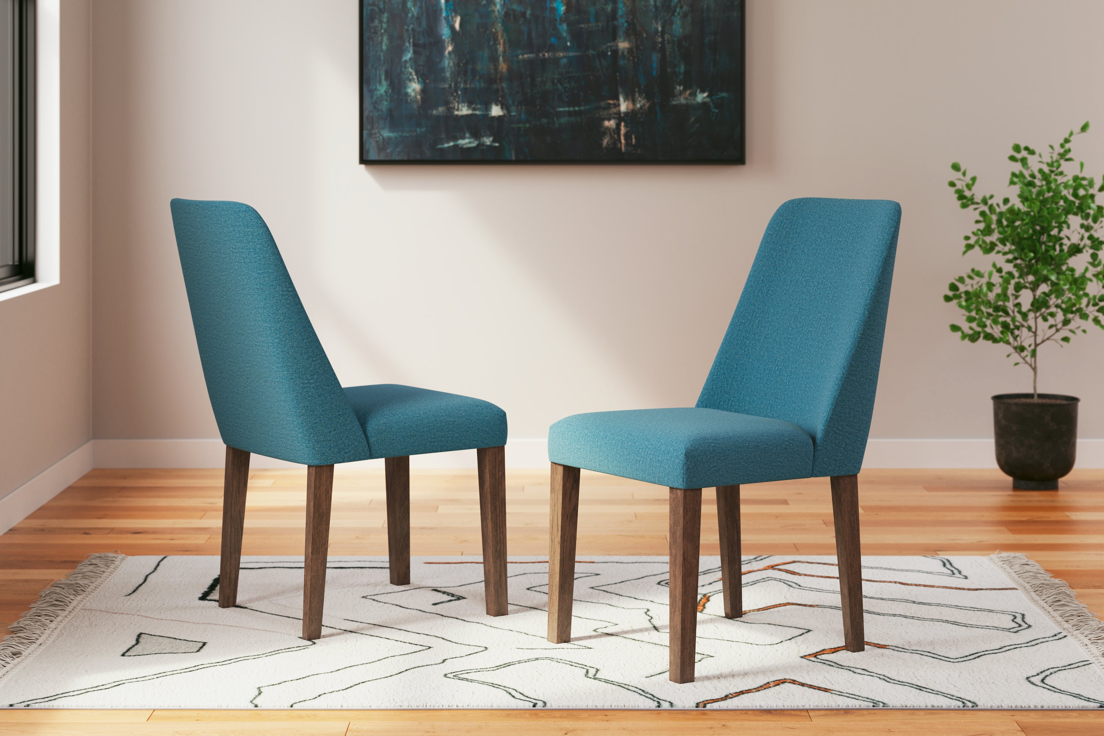 Tampa Furniture Outlet Lutz - Ashley Furniture - Lyncott Dining Room - Dining Chair (Set of 2) / Blue/Brown - D615-03X2