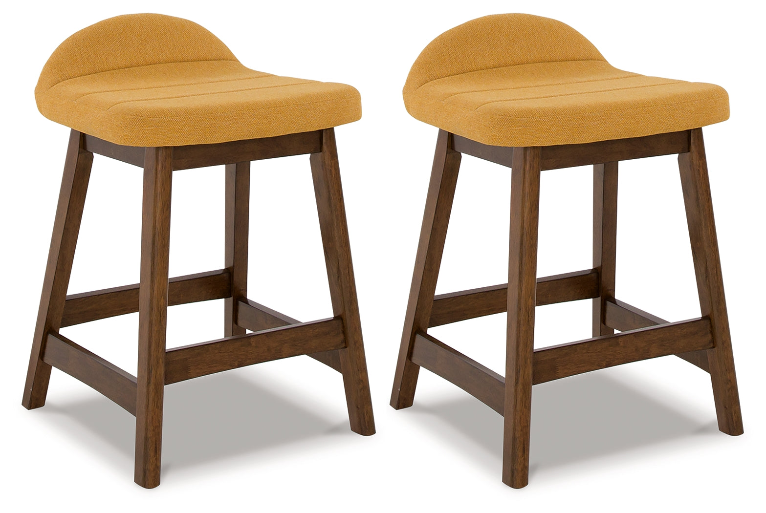 Tampa Furniture Outlet Lutz - Ashley Furniture - Lyncott Dining Room - Counter Height Bar Stool (Set of 2) / Mustard/Brown - D615-424X2
