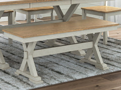 Tampa Furniture Outlet Lutz - Ashley Furniture - Purlaney Dining Room - Large Dining Room Bench / Antique White/Natural / 48"W x 16"D x 19"H - PCD627-00