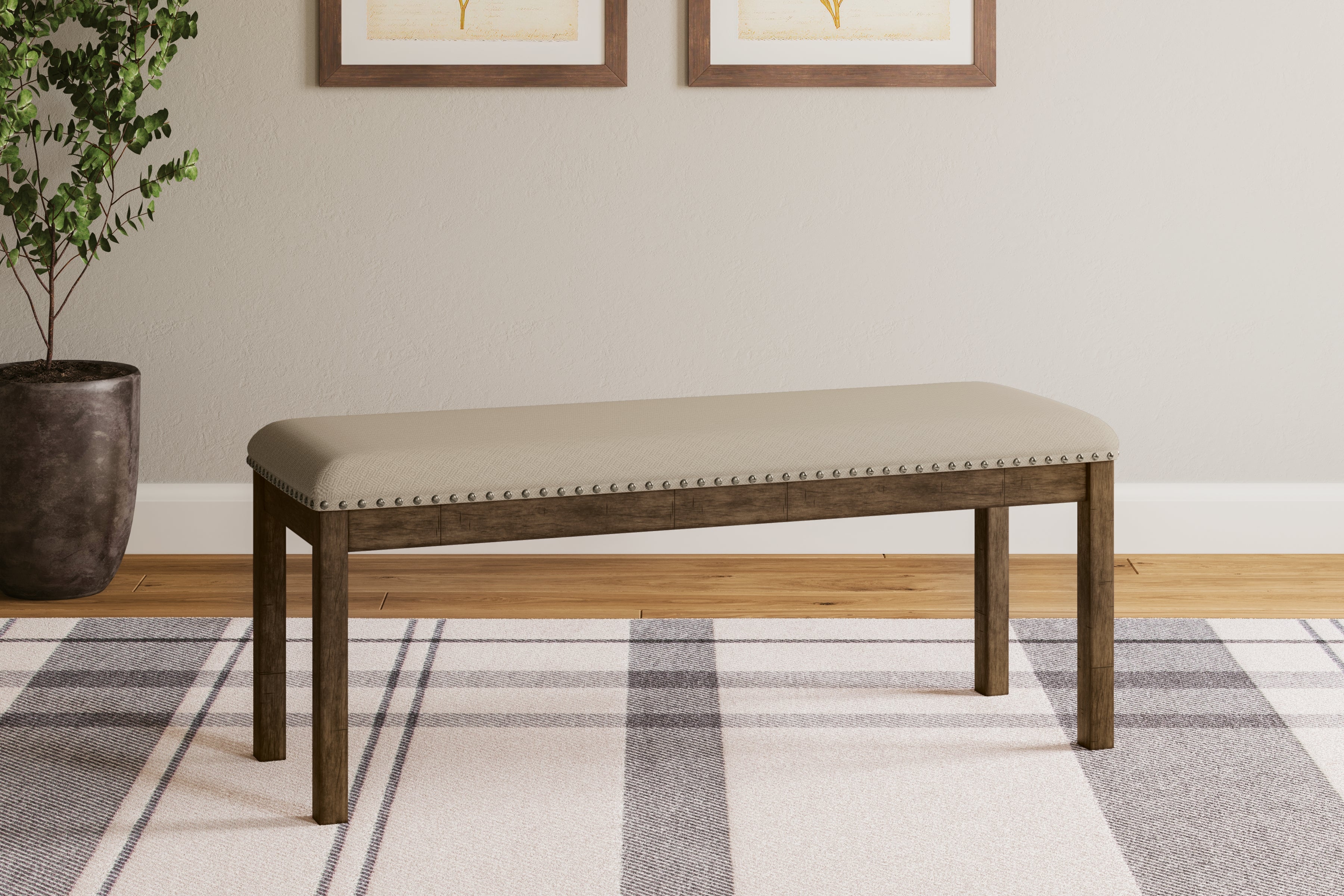 Tampa Furniture Outlet Lutz - Ashley Furniture - Moriville Dining Room - Upholstered Bench / Beige / 48"W x 17"D x 20"H - D631-00