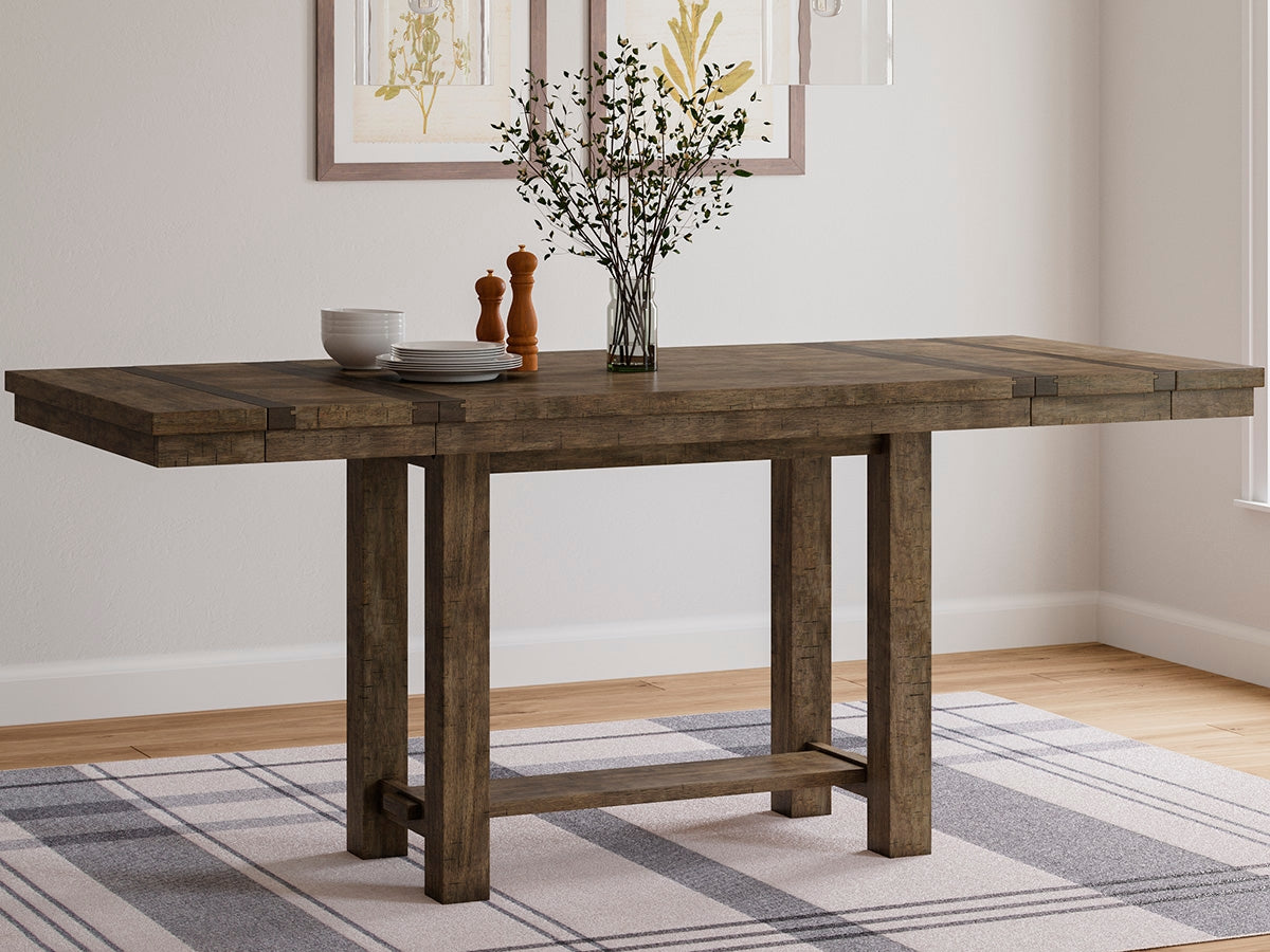 Tampa Furniture Outlet Lutz - Ashley Furniture - Moriville Dining Room - RECT DRM Counter EXT Table / Grayish Brown / 36"W x 62/86"D x 36"H - D631-32