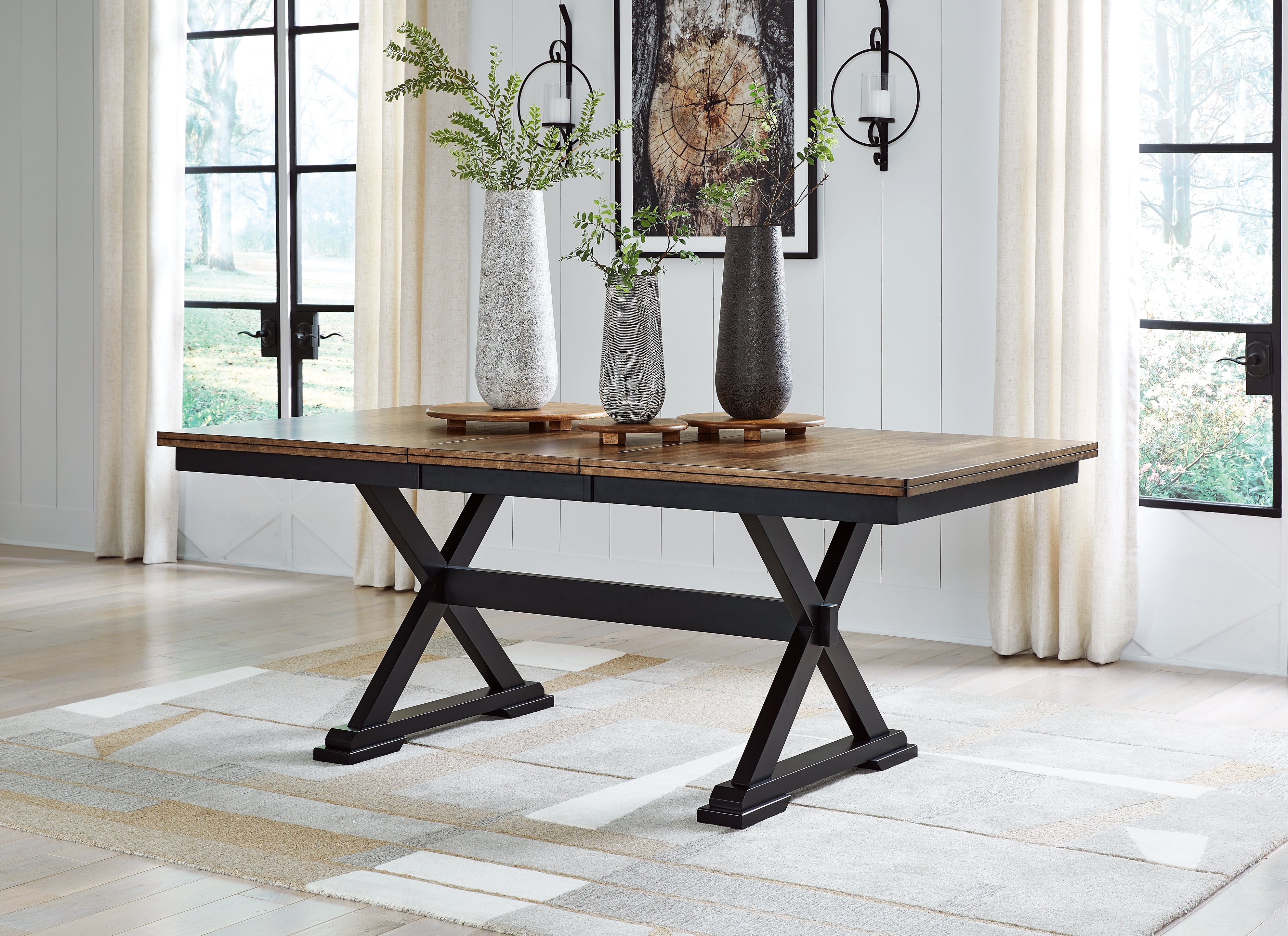 Tampa Furniture Outlet Lutz - Ashley Furniture - Wildenauer Dining Room - RECT Dining Room EXT Table / Brown/Black / 40"W x 78"D x 30"H - D634-35