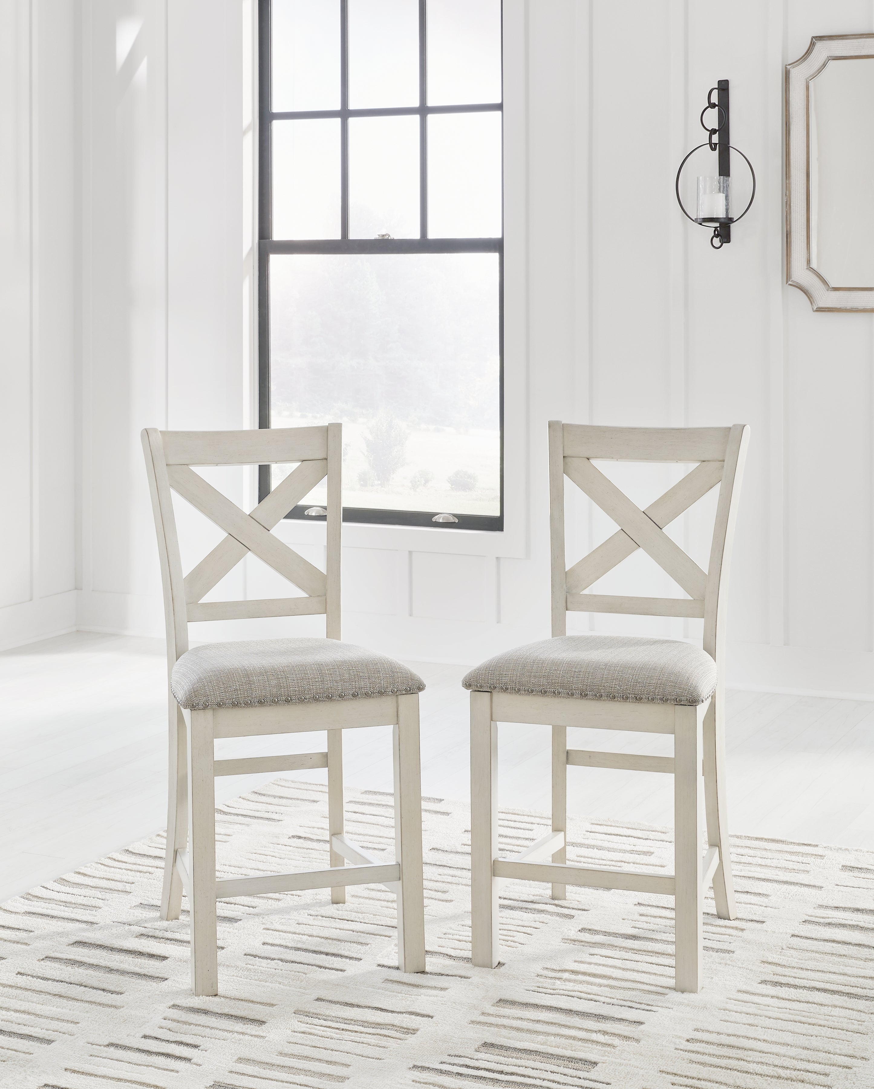 Tampa Furniture Outlet Lutz - Ashley Furniture - Robbinsdale Dining Room - Barstool (Set of 2) / Antique White - D642-124X2