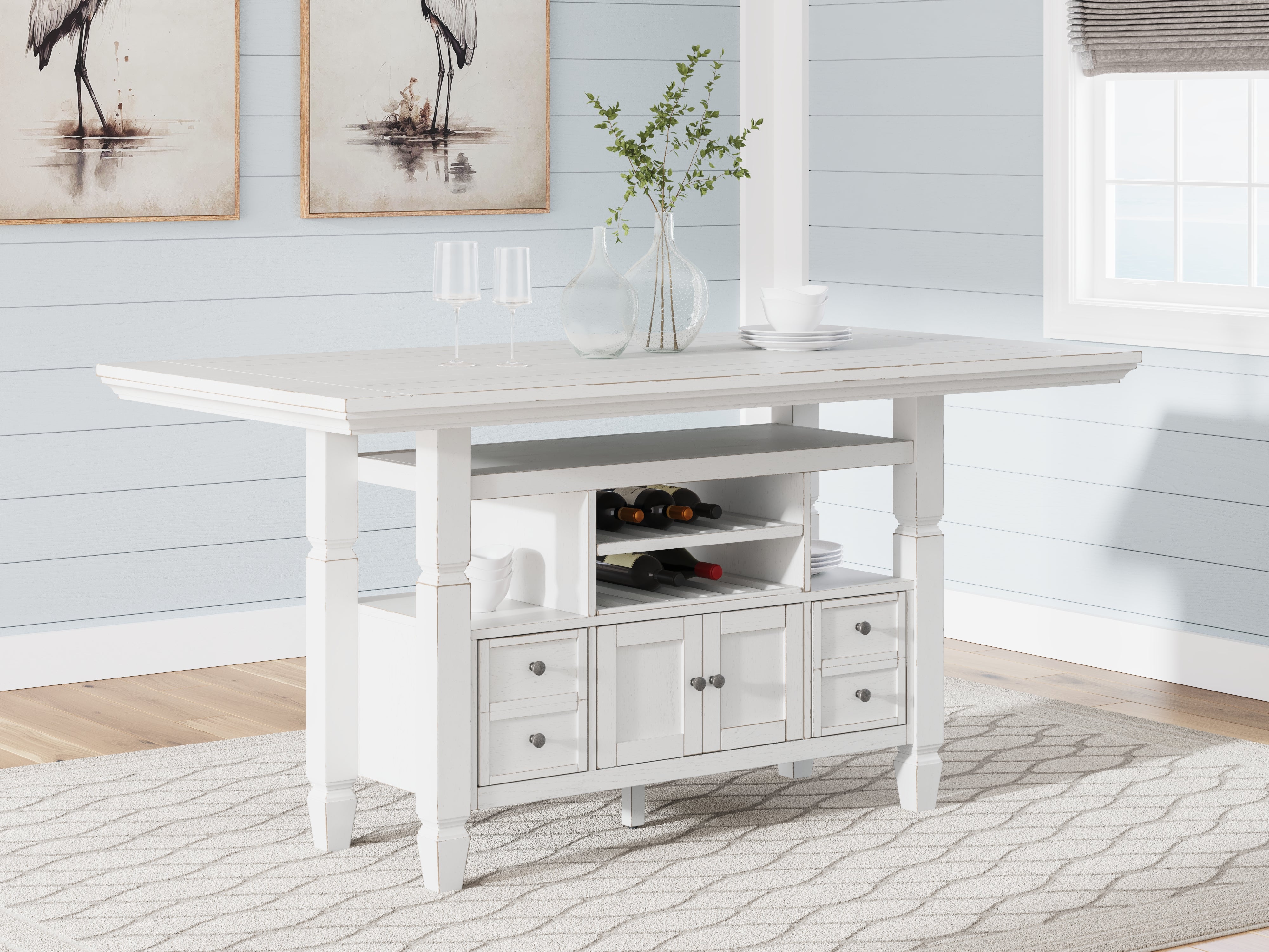 Tampa Furniture Outlet Lutz - Ashley Furniture - Robbinsdale Dining Room - Counter Height Dining Table / Antique White - D642D7